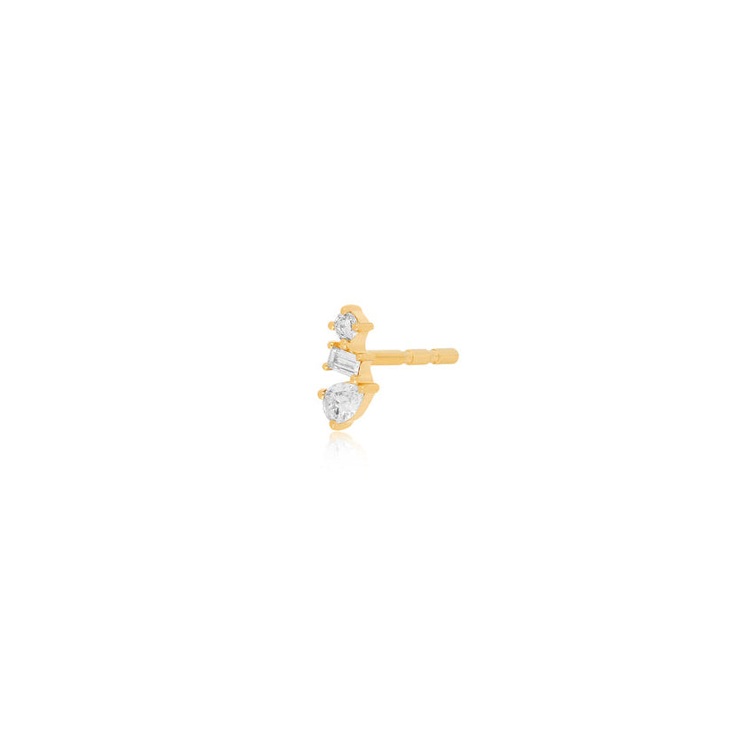 JEWELRY TS - 14K SINGLE MULTI FACETED DIAMOND STUD EARRING EF Collection