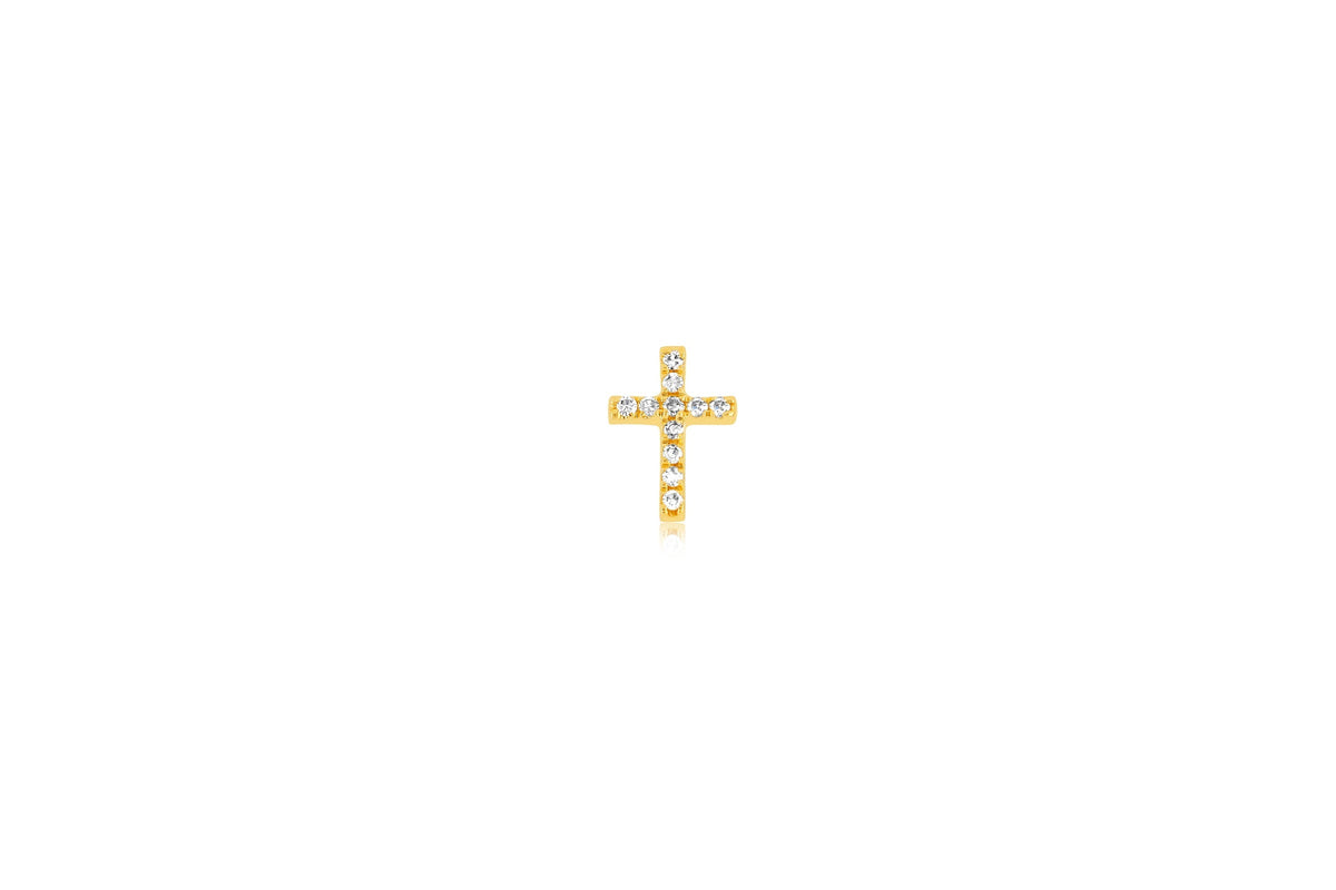 JEWELRY TS - 14K SINGLE BABY DIAMOND CROSS EARRING EF Collection