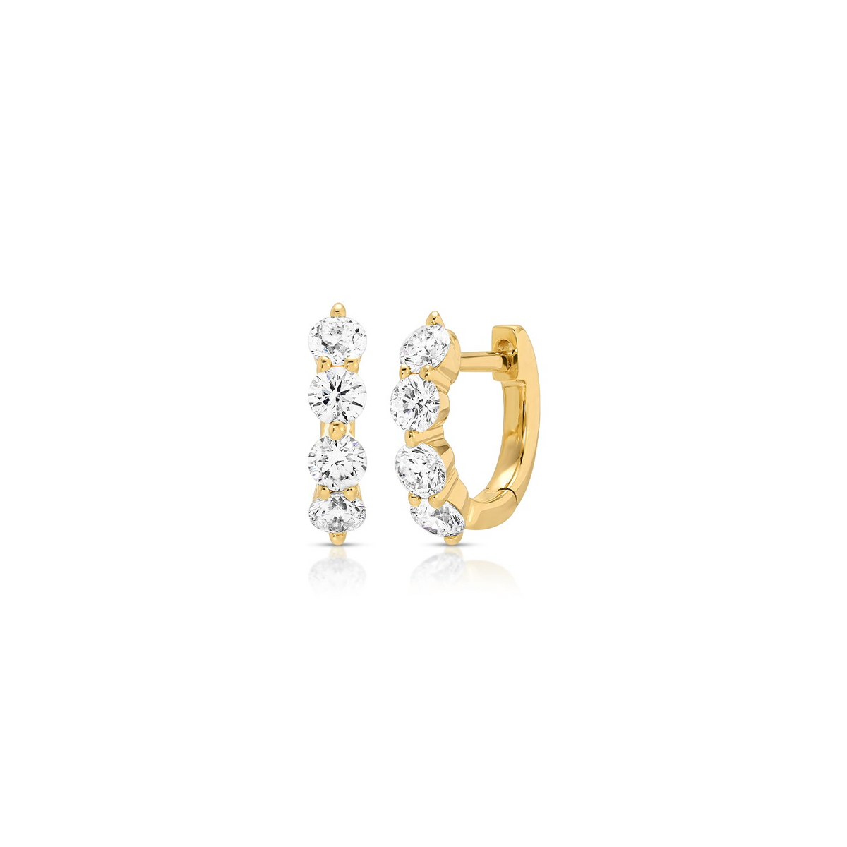 JEWELRY TS - 14K JUMBO PRONG SET DIAMOND MINI HUGGIE EARRINGS EF Collection