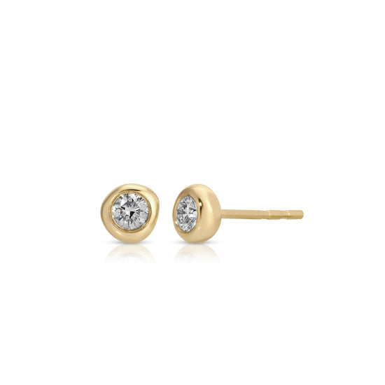 JEWELRY Diamond Pillow Stud Earrings in Yellow Gold EF Collection