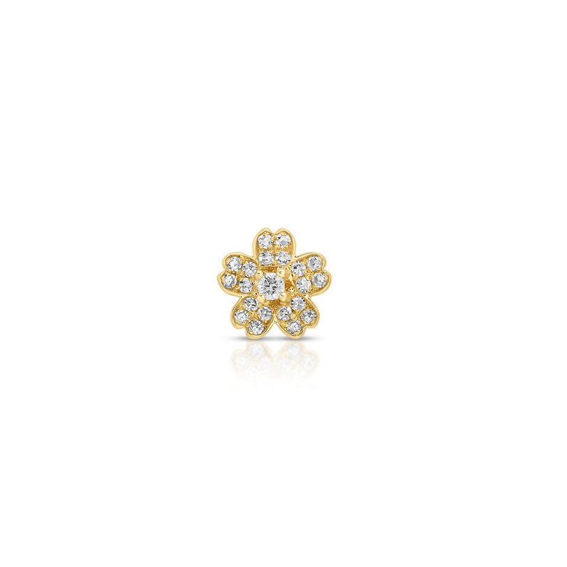 JEWELRY TS - 14K SINGLE DIAMOND MINI CHERRY BLOSSOM STUD EARRING EF Collection