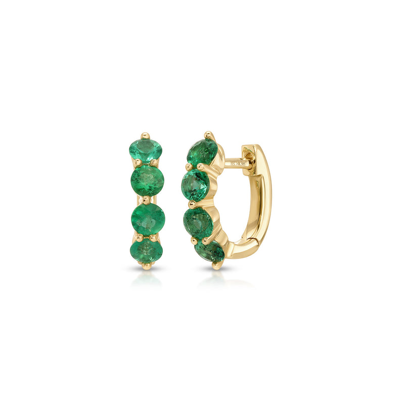JEWELRY TS - JUMBO PRONG SET EMERALD MINI HUGGIE EARRINGS EF Collection