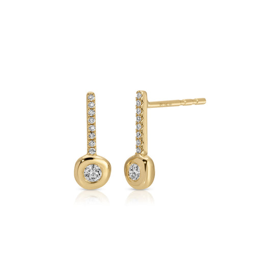 JEWELRY TS - 14K DIAMOND PILLOW BAR STUD EARRINGS EF Collection