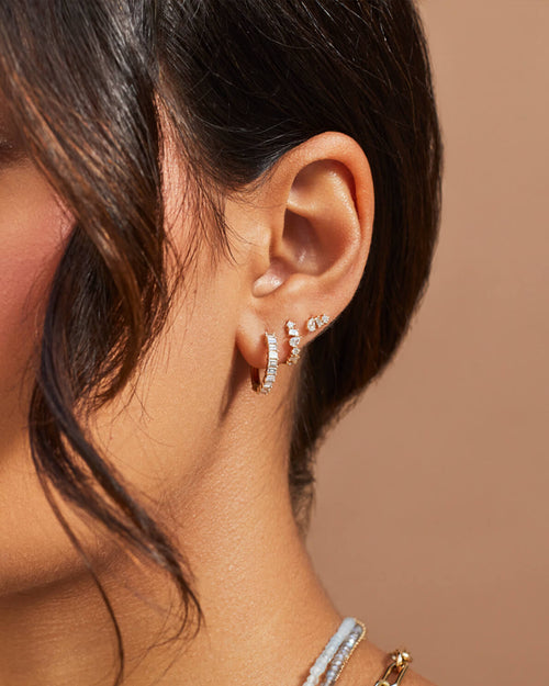 JEWELRY TS - 14K SINGLE MULTI FACETED DIAMOND STUD EARRING EF Collection