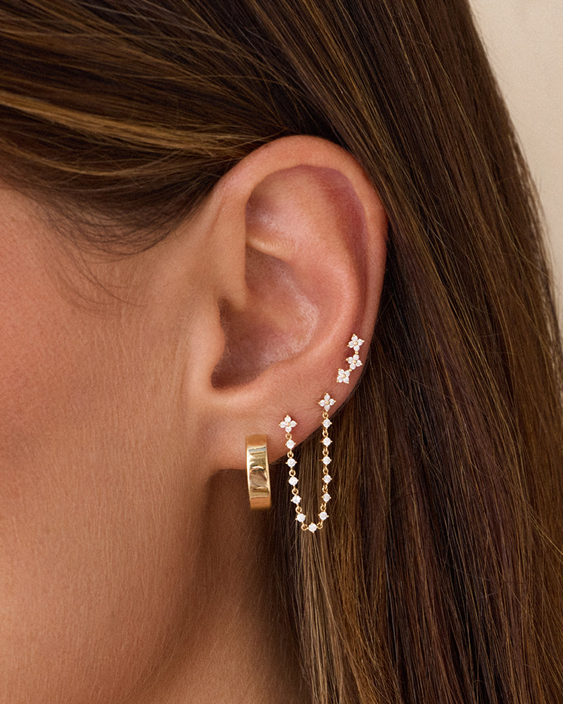 JEWELRY TS - 14K SINGLE DIAMOND FLEUR ARC STUD EARRING EF Collection