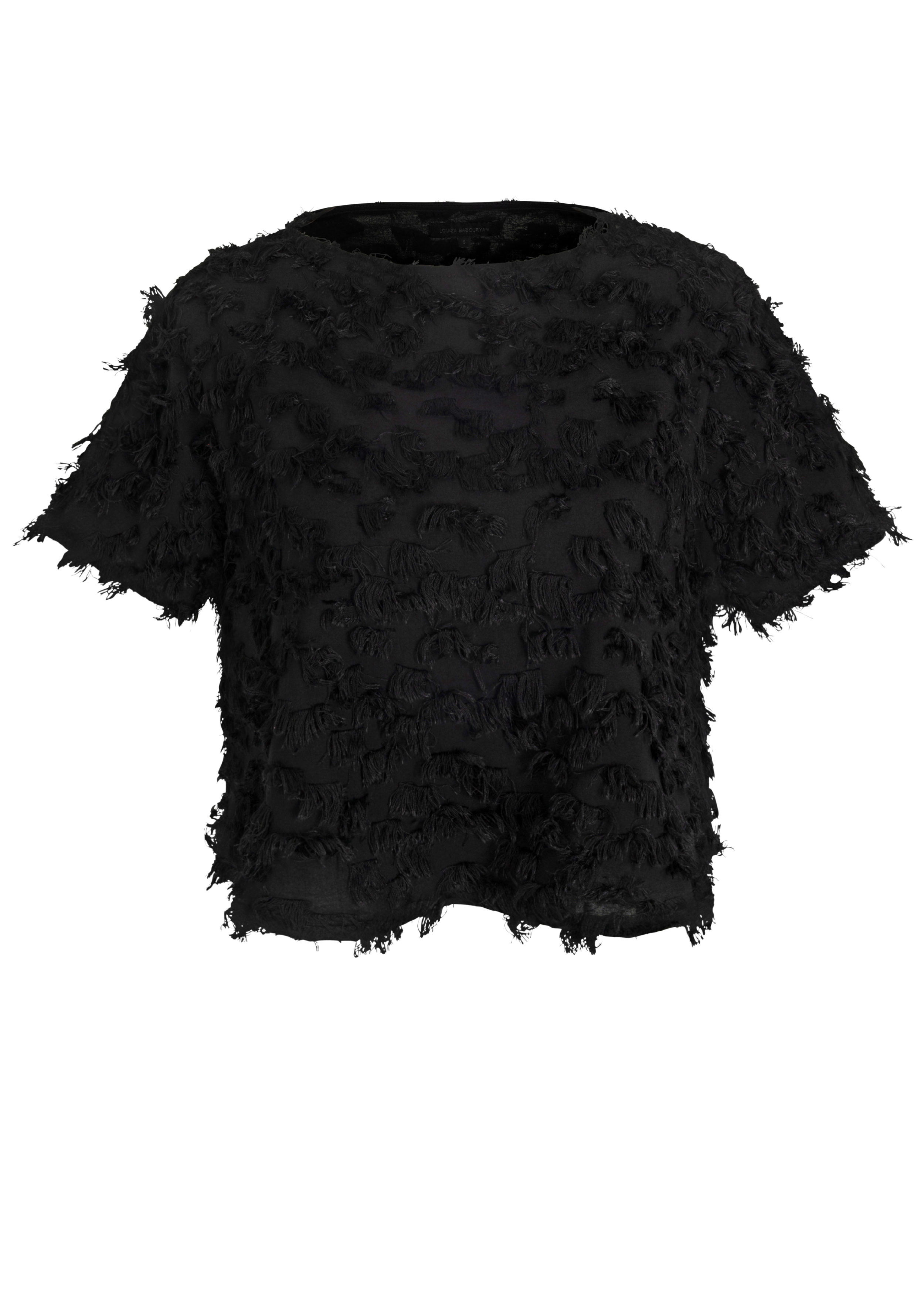 BLOUSES/SHIRTS/TOPS Eyelash Cotton Top in Black Louiza Babouryan
