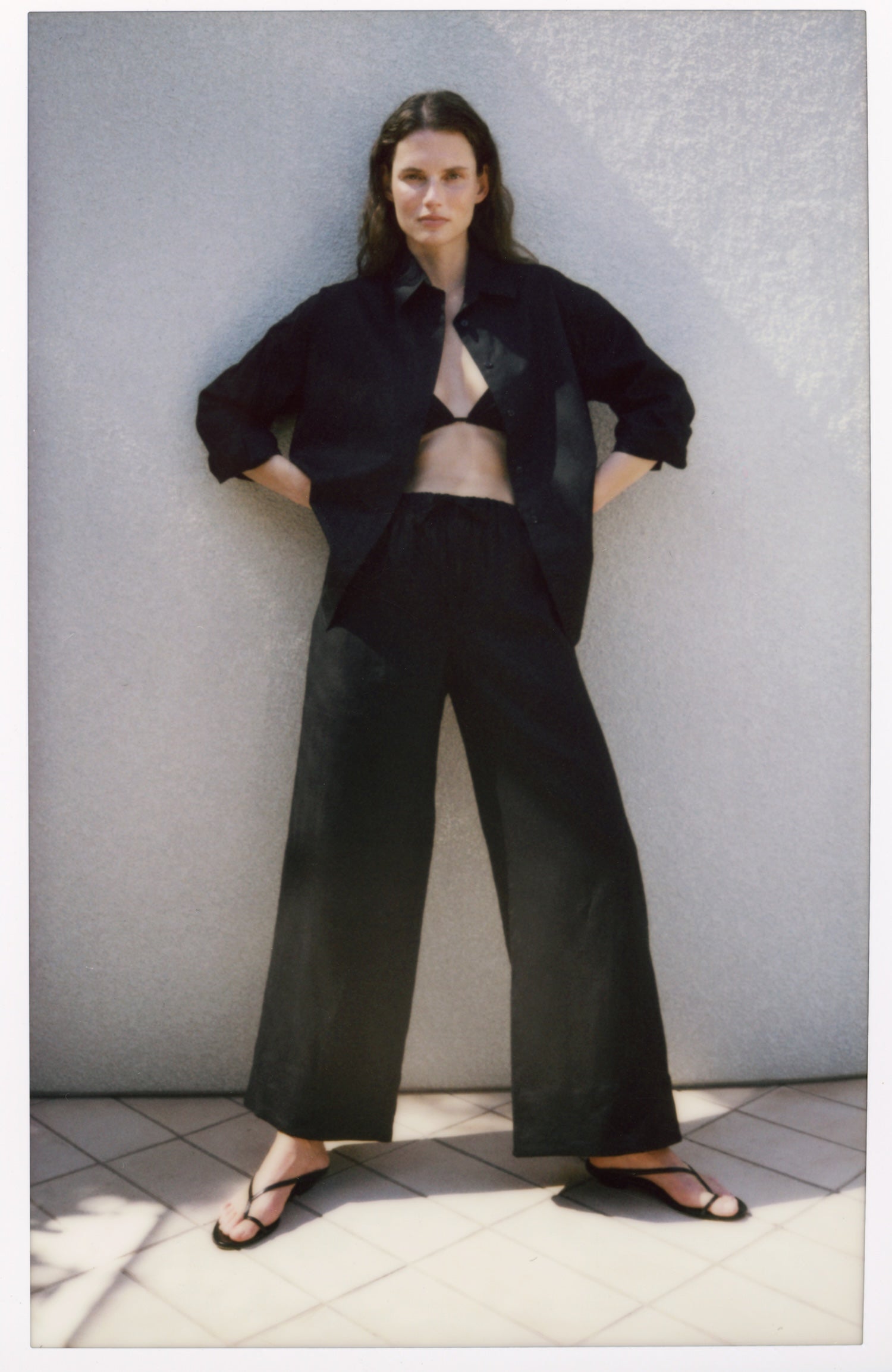 PANTS/SHORTS Linen Cropped Summer Pant in Black Enza Costa