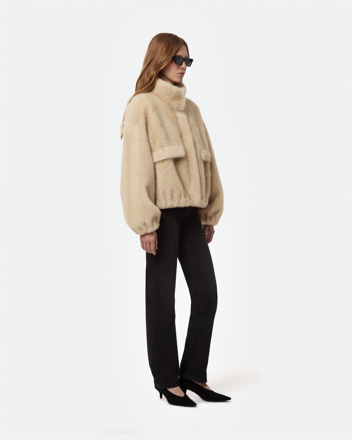 COATS/JACKET Iris Shaved Mink Bomber in Latte Multi Apparis