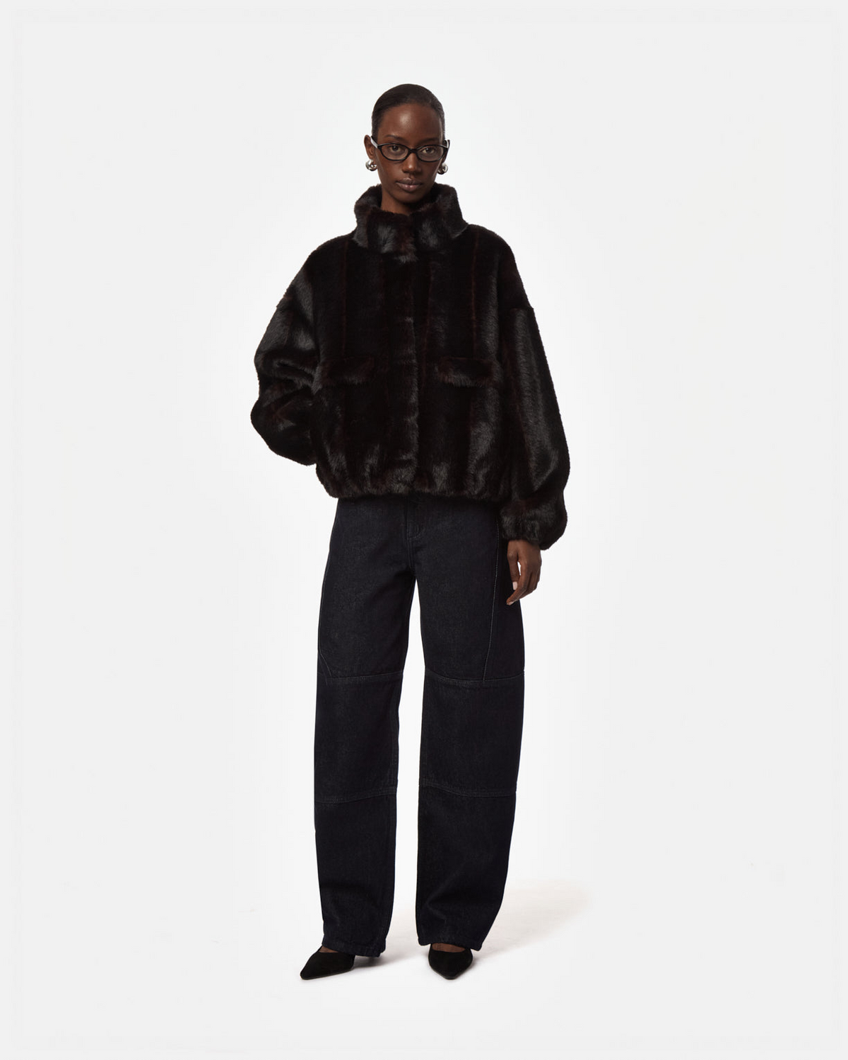 COATS/JACKET Iris Shaved Mink Bomber in Noir Multi Apparis