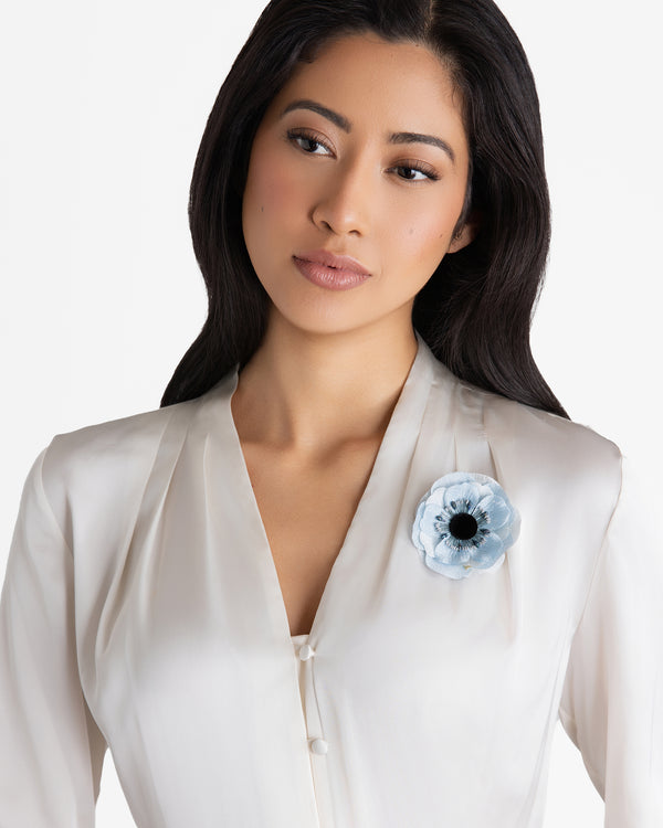 ACCESSORIES Pale Blue Anenome Pin Helena Simon