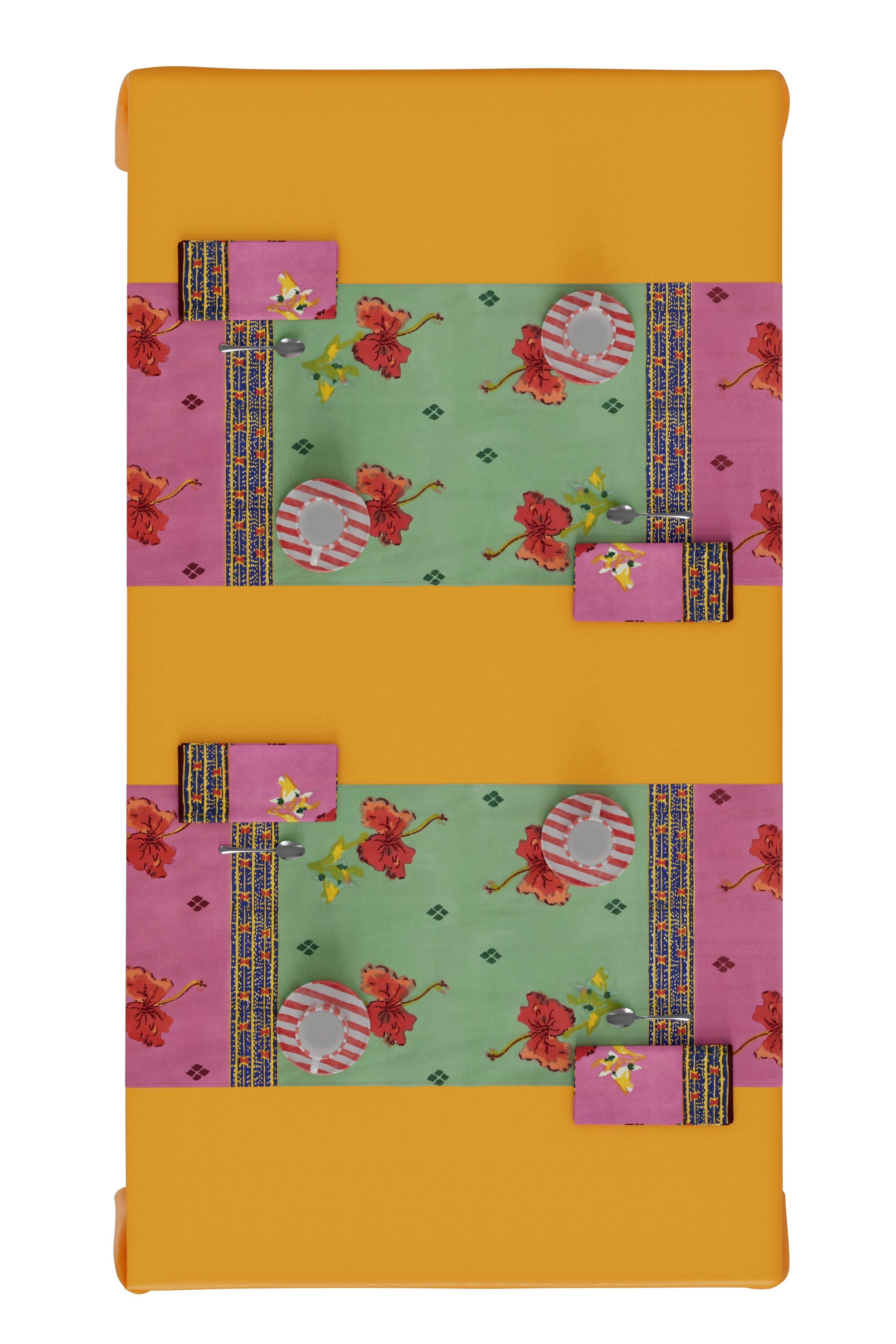 HOME DECOR Green and Pink Ibisco Table Runner Lisa Corti