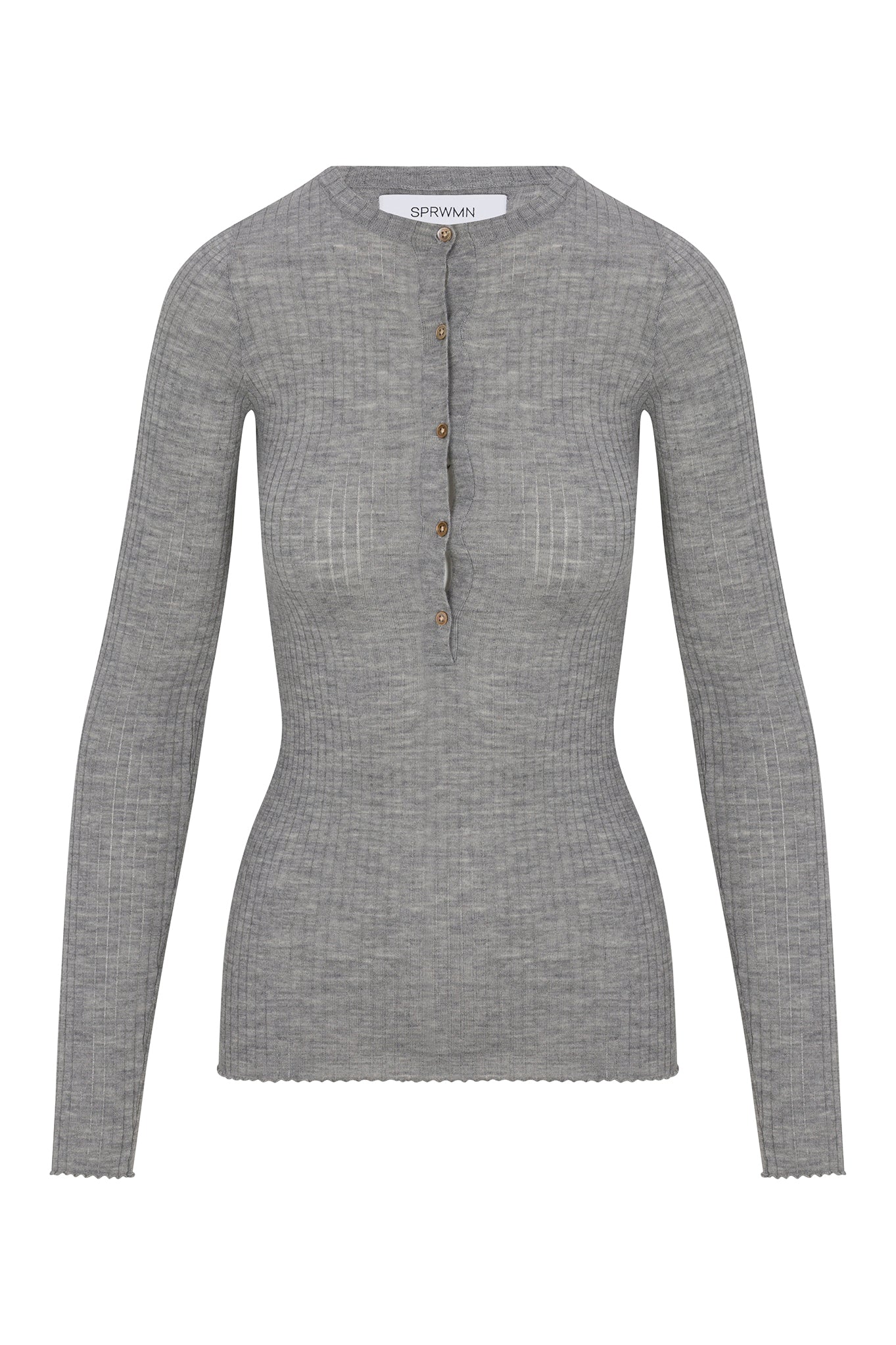 BLOUSES/SHIRTS/TOPS Long Sleeve Cashmere Henley in Grey SPRWMN