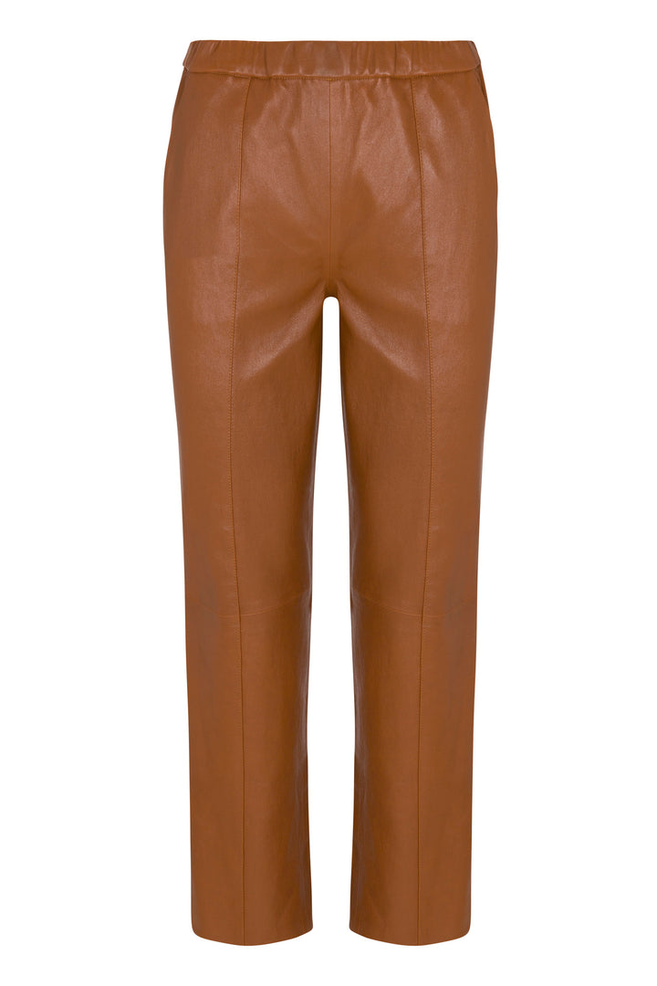 PANTS/SHORTS Straight Leg Leather Pintuck Pant in Chestnut SPRWMN