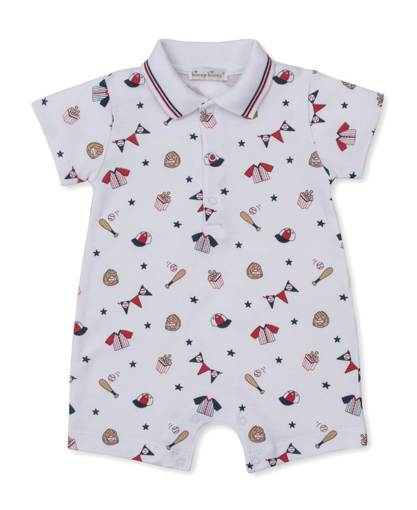 CHILDREN'S APPAREL Short Playsuit w/ Collar in Fly Ball Kissy Kissy