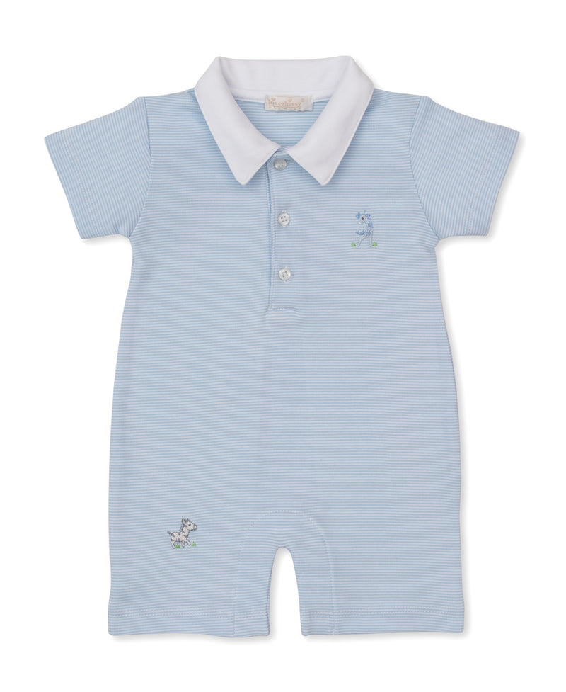 CHILDREN'S APPAREL Short Playsuit in Safari Party Blue Kissy Kissy