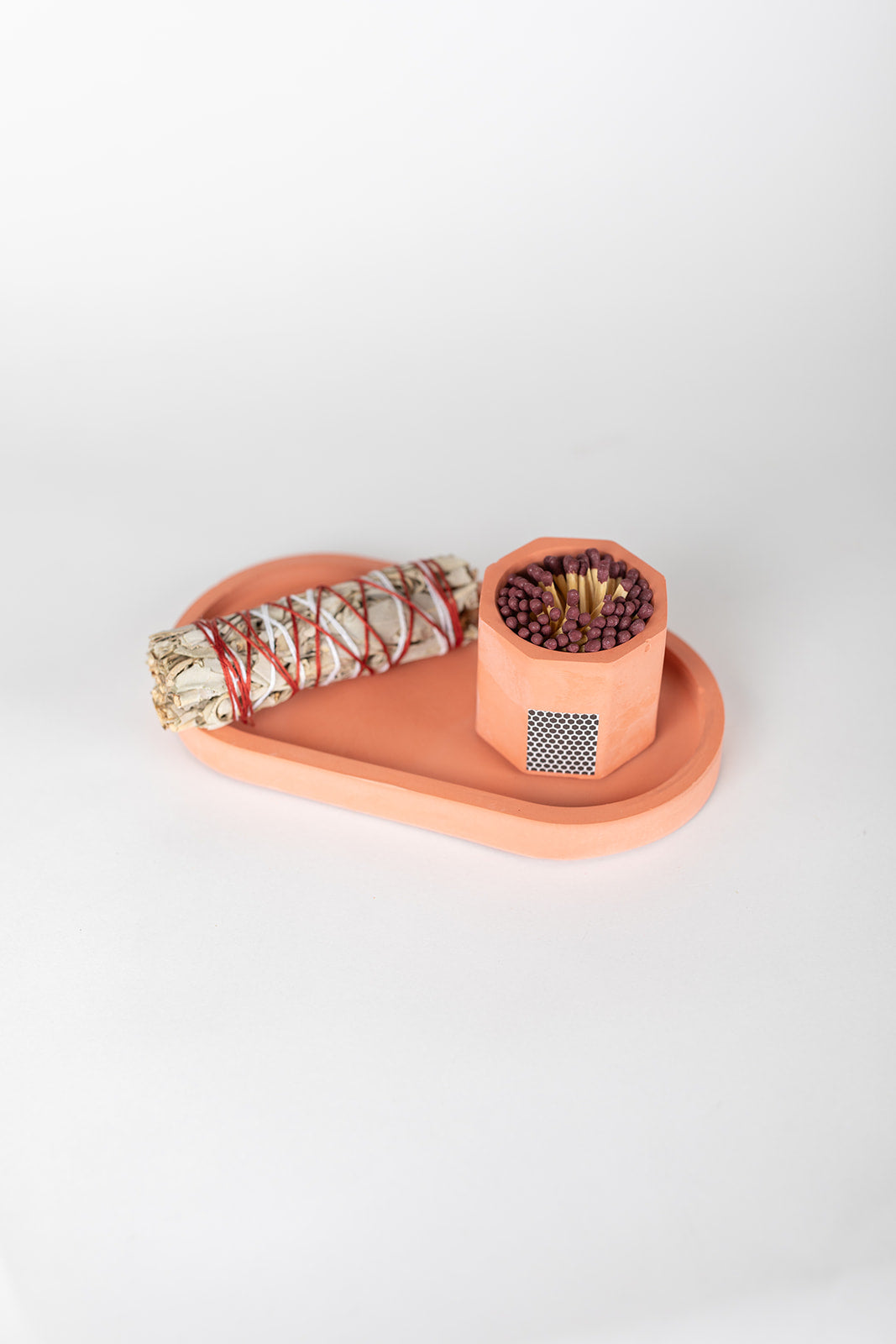 HOME ACCESSORIES Candle Tray and Match Holder in Brick Tenn Prairie