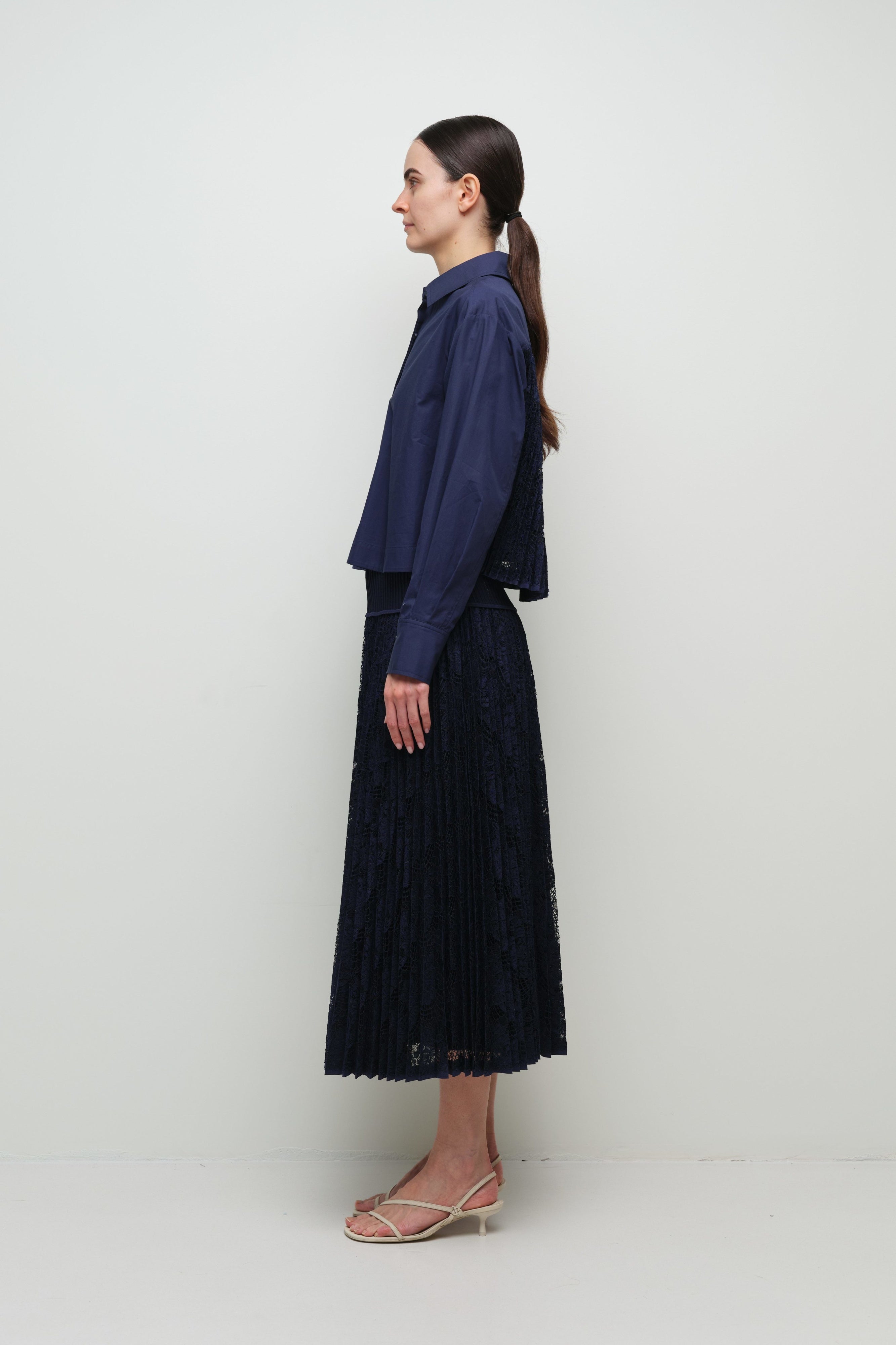 BLOUSES/SHIRTS/TOPS Kacey Cotton Lace Shirt in Midnight Simkhai