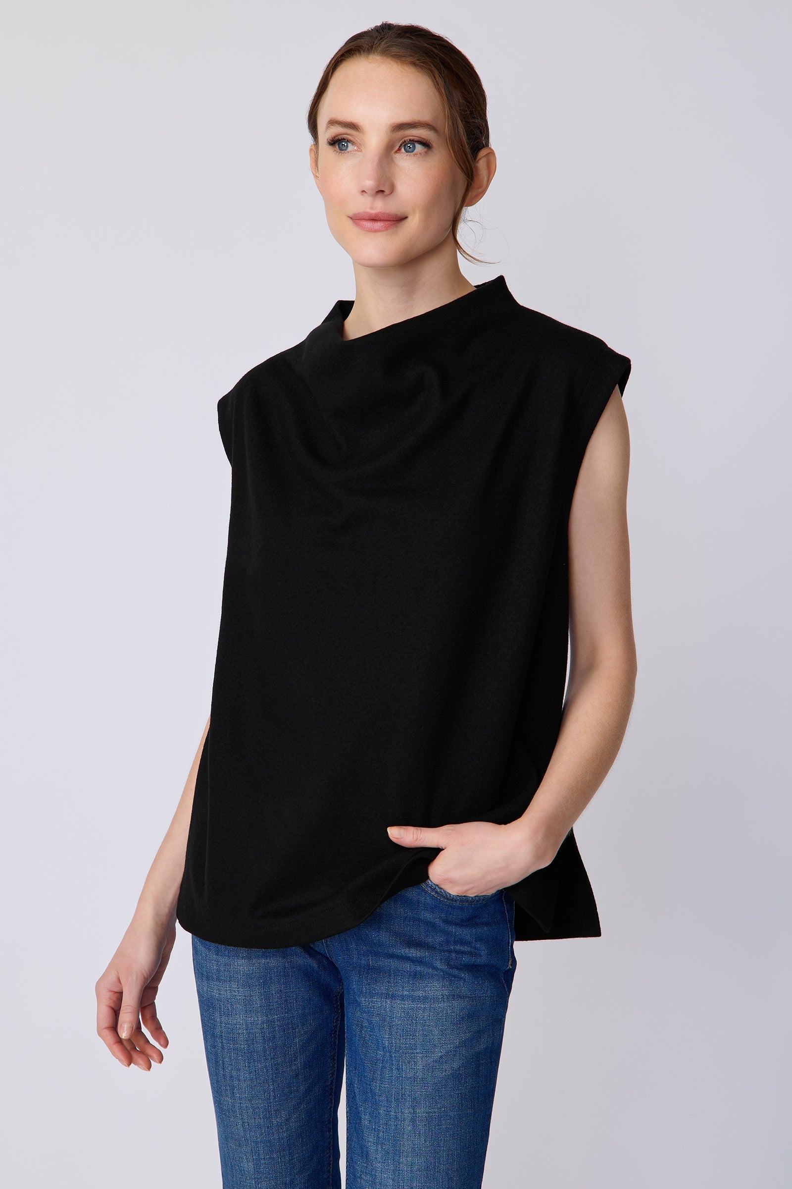 BLOUSES/SHIRTS/TOPS Arla Drape Top in Black Kal Rieman