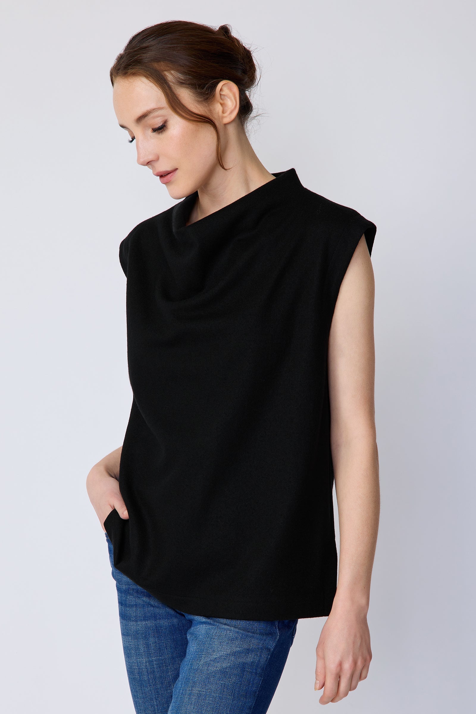 BLOUSES/SHIRTS/TOPS Arla Drape Top in Black Kal Rieman