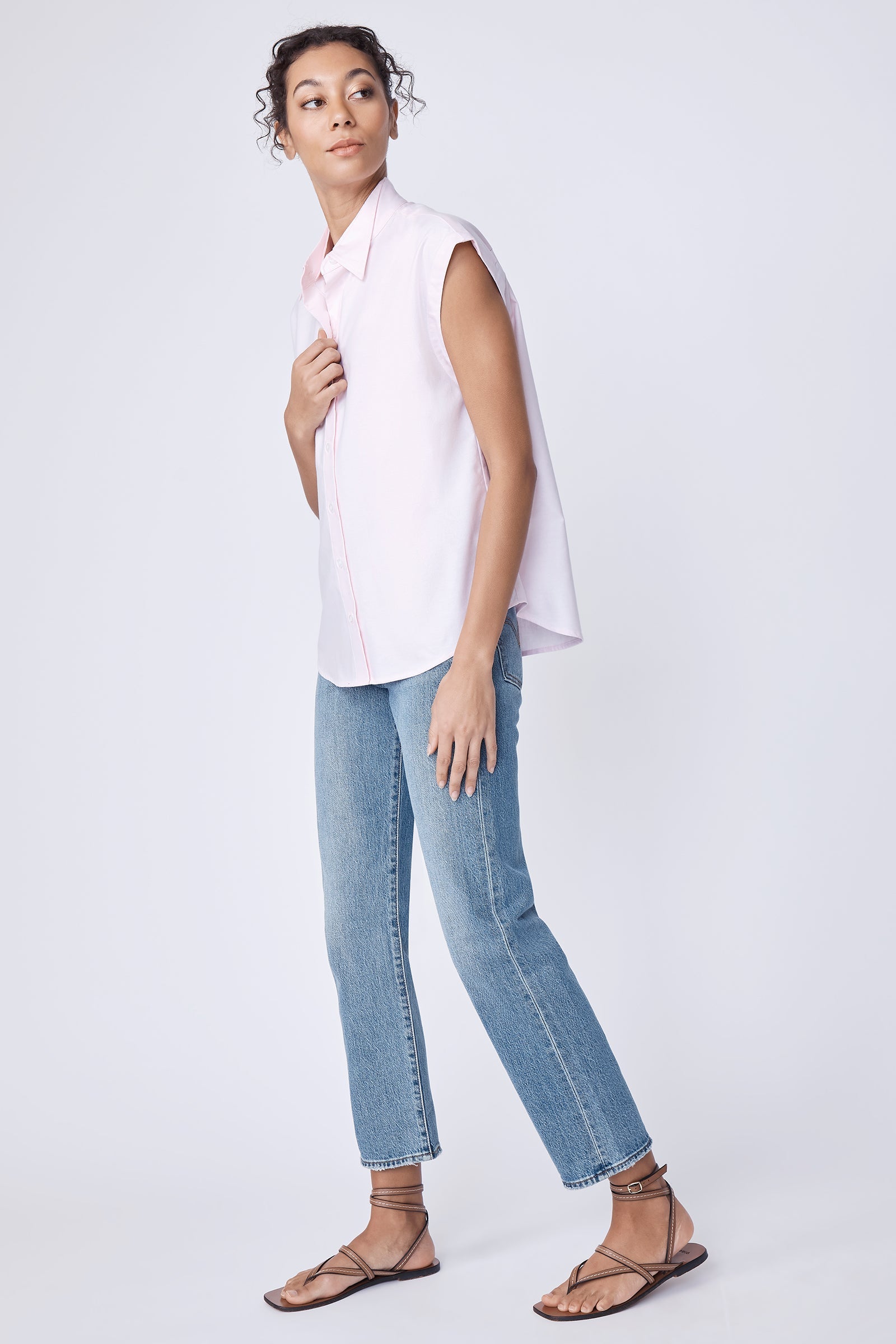 BLOUSES/SHIRTS/TOPS Candice Double Collar Shirt in Pink Oxford Kal Rieman
