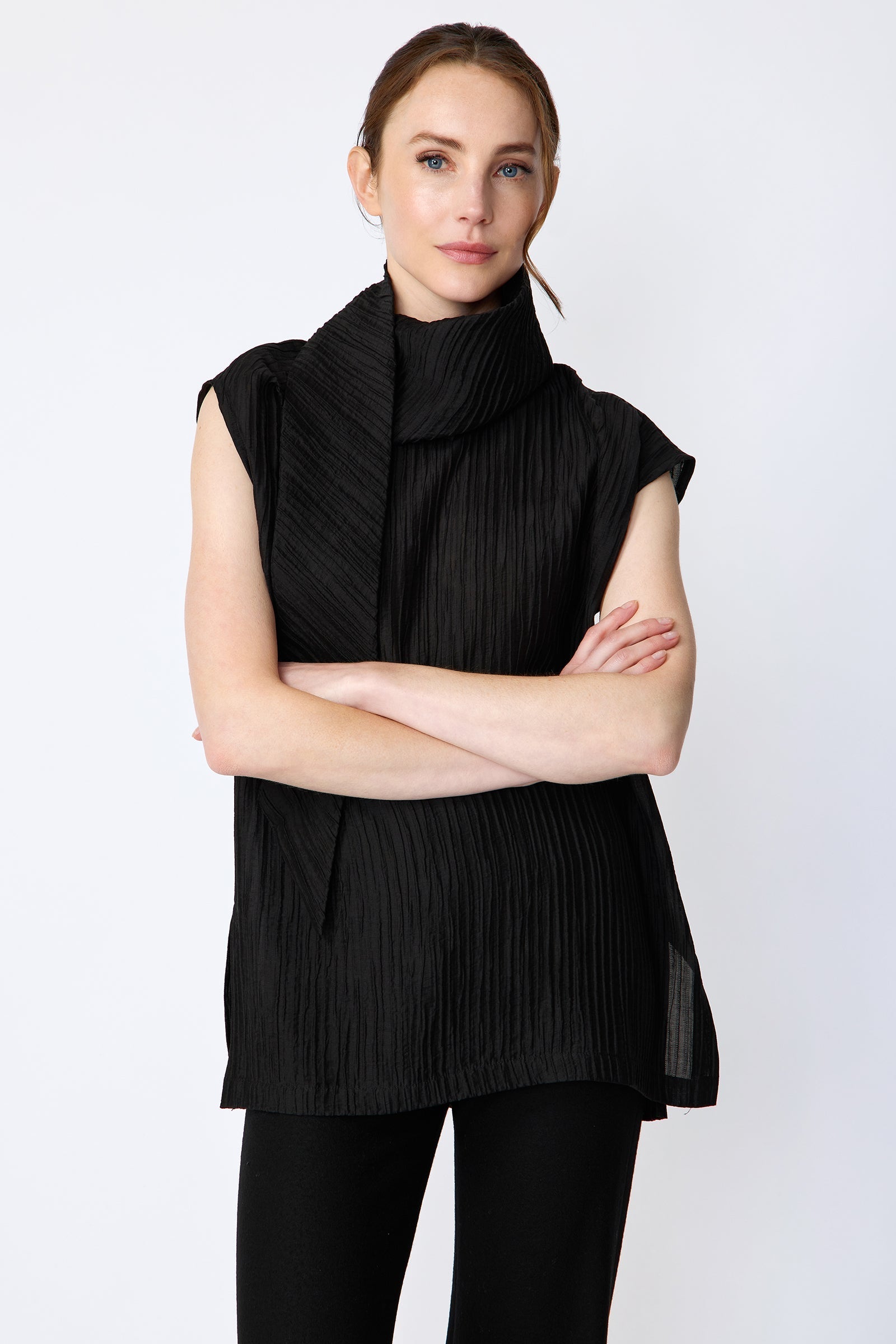 BLOUSES/SHIRTS/TOPS Claudia Scarf Tunic in Black Kal Rieman