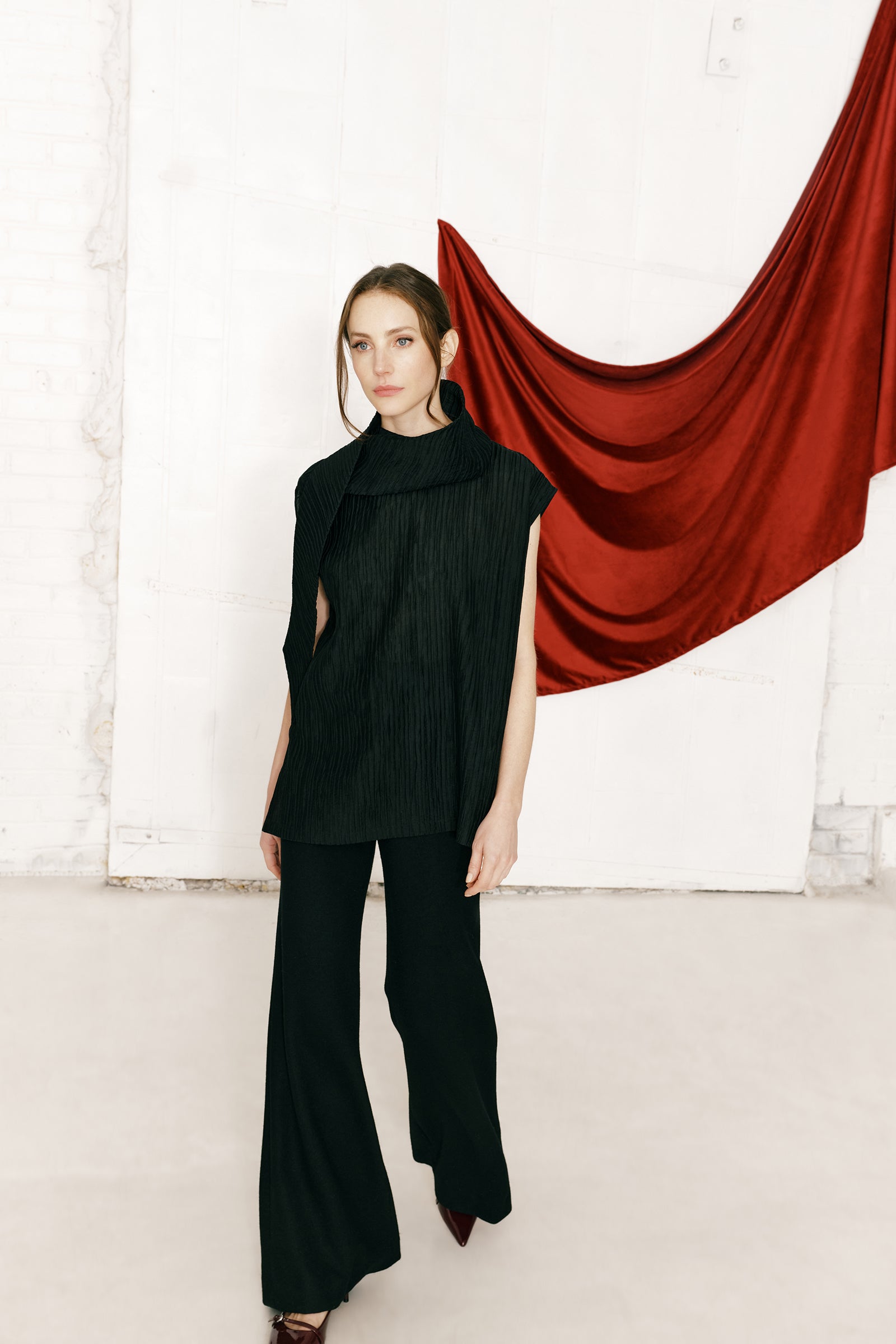 BLOUSES/SHIRTS/TOPS Claudia Scarf Tunic in Black Kal Rieman