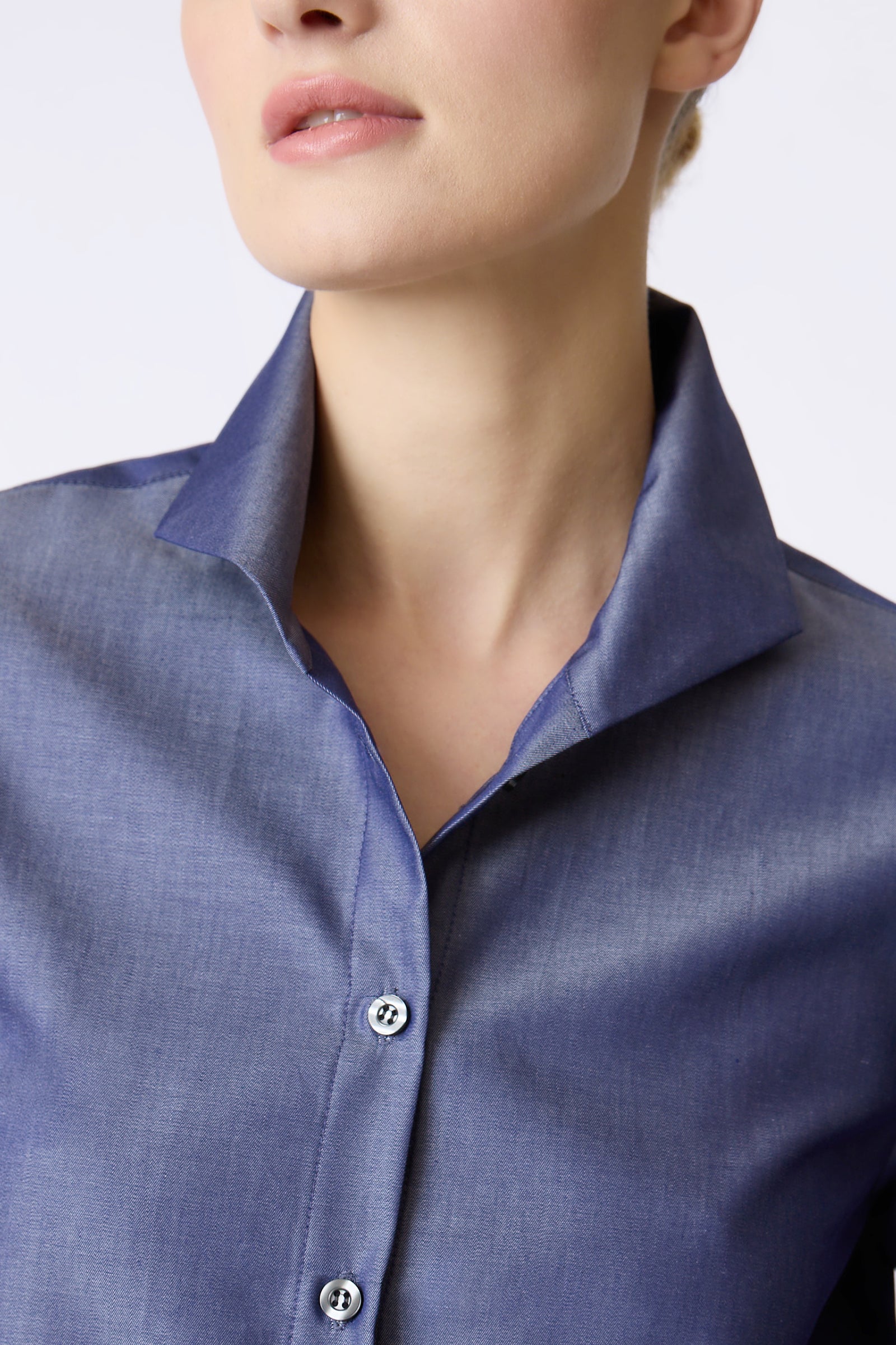 BLOUSES/SHIRTS/TOPS Box Pleat Ginna Shirt in Denim Twill Kal Rieman
