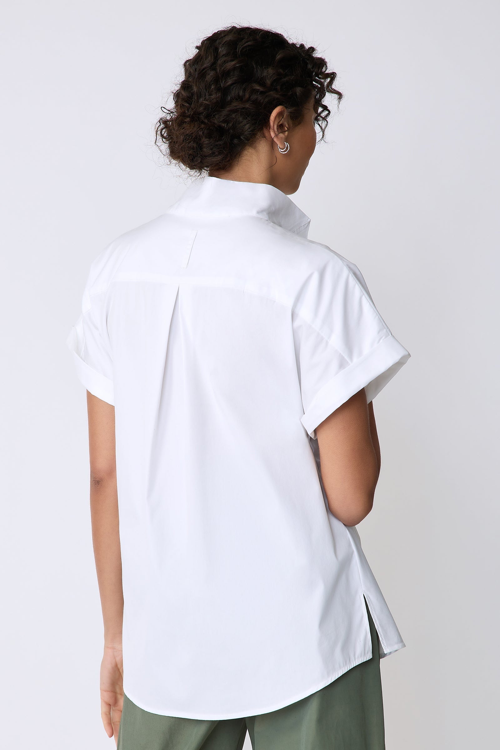 BLOUSES/SHIRTS/TOPS Mila Wrap Shirt in White Stretch Kal Rieman