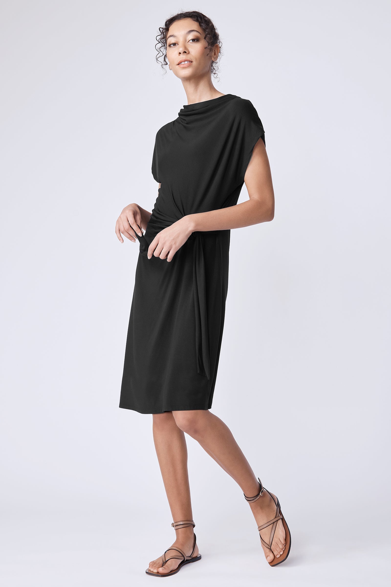 DRESSES/JUMPSUITS Rebecca Tie Dress in Black Kal Rieman