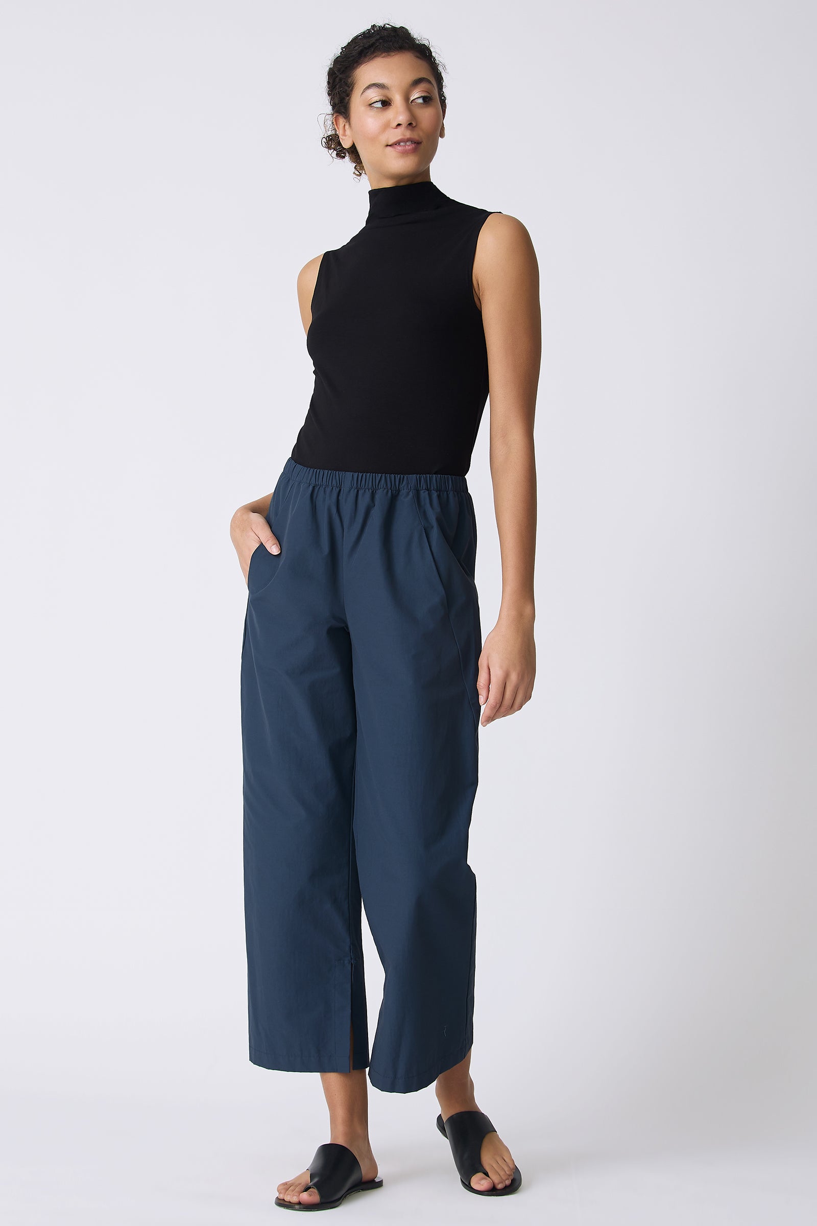 PANTS/SHORTS Split Hem Capri in Summer Navy Kal Rieman