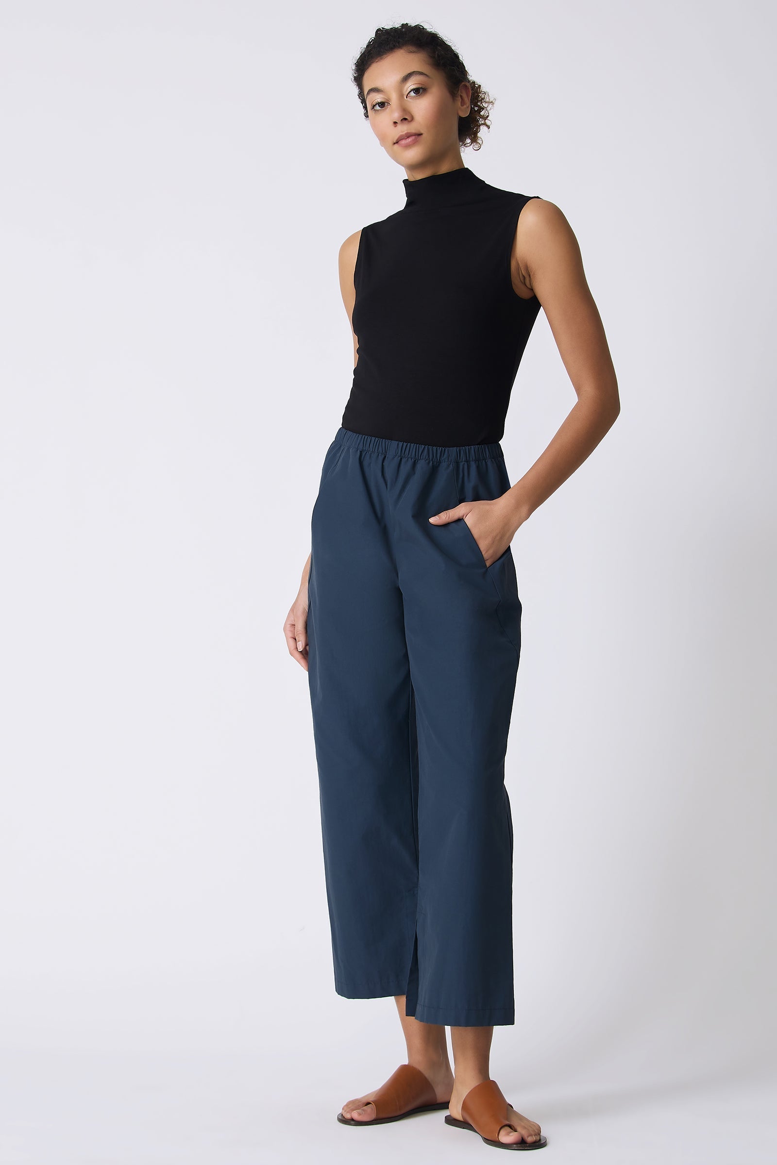 PANTS/SHORTS Split Hem Capri in Summer Navy Kal Rieman