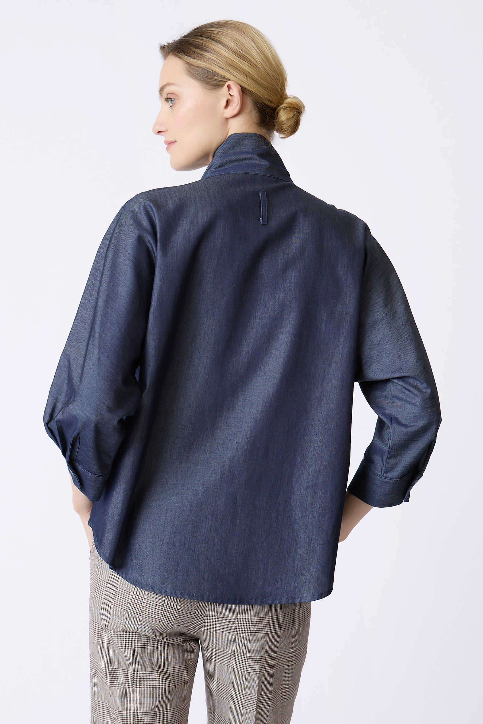 BLOUSES/SHIRTS/TOPS Vanessa Bow Blouse in Denim Twill Kal Rieman