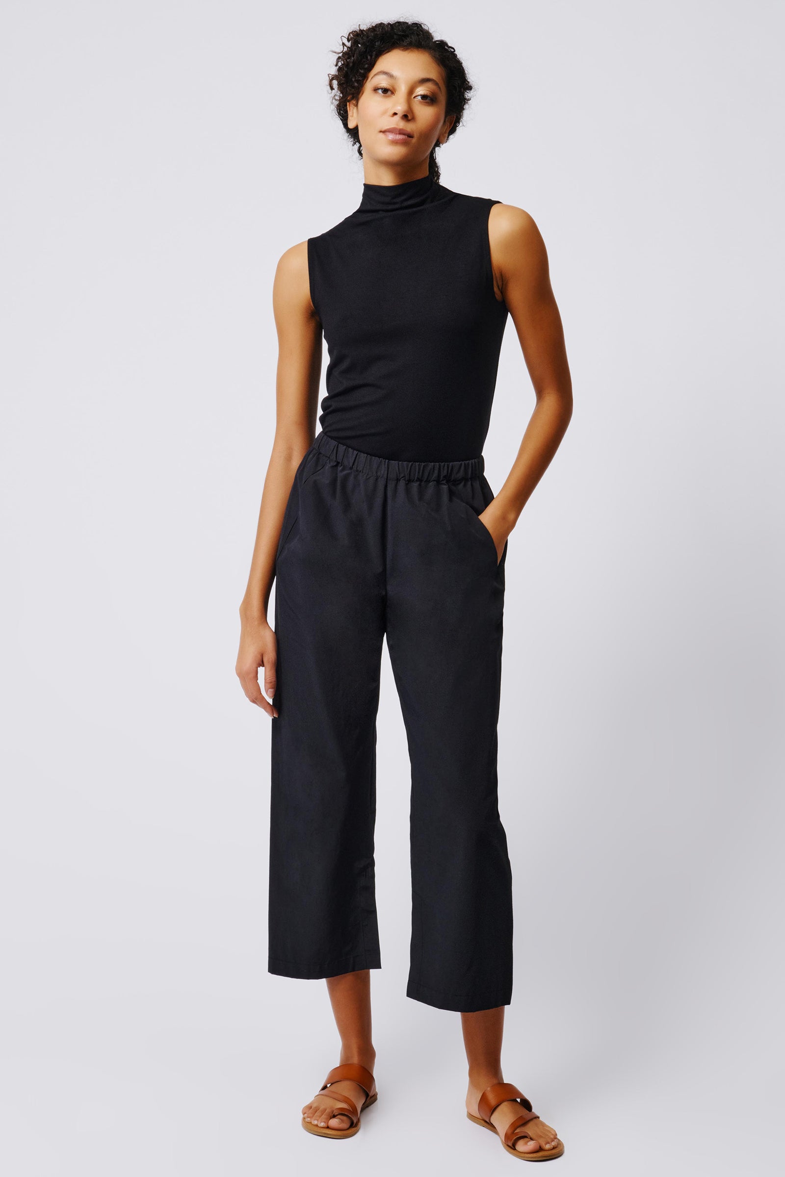 PANTS/SHORTS Split Hem Capri in Black Kal Rieman