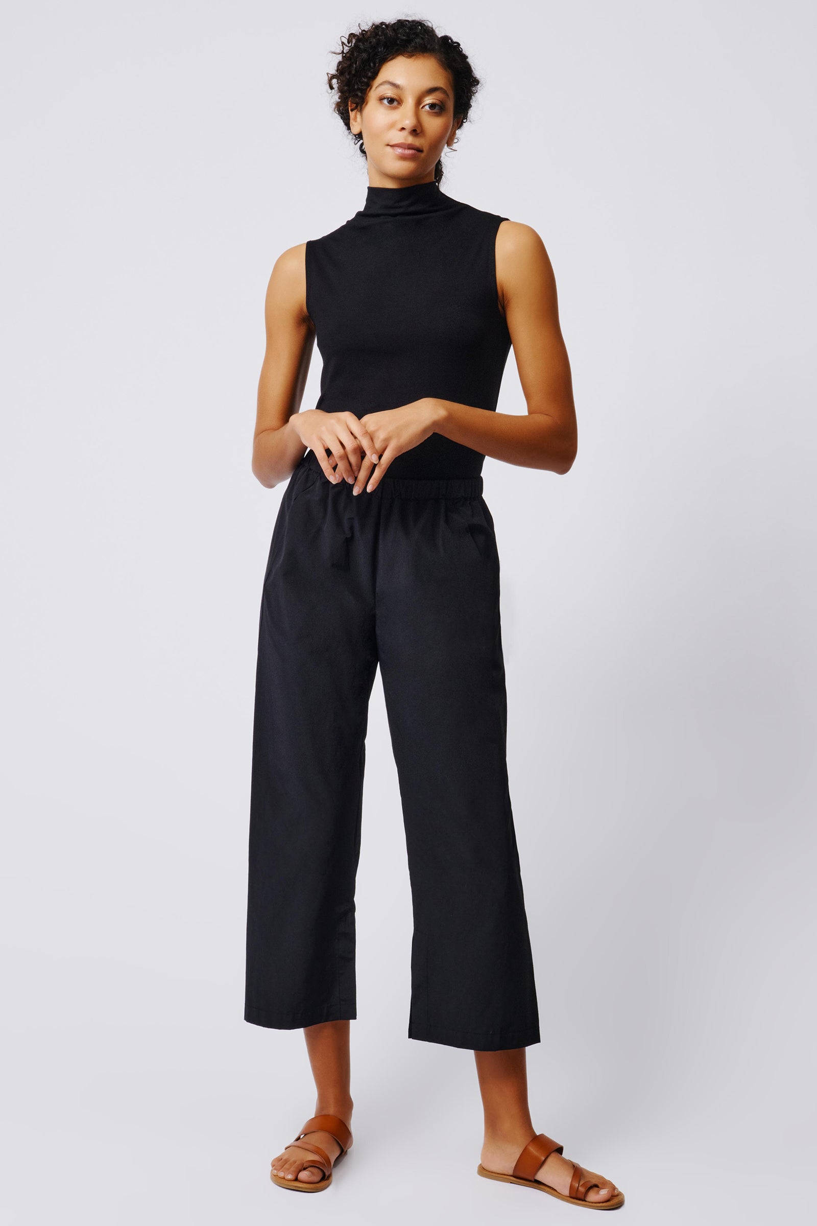 PANTS/SHORTS Split Hem Capri in Black Kal Rieman