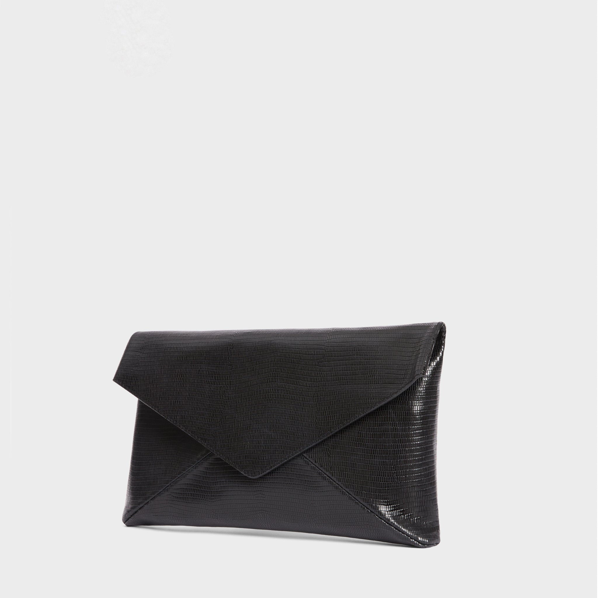 HANDBAGS Valentina Clutch in Black Lizard Lemiz