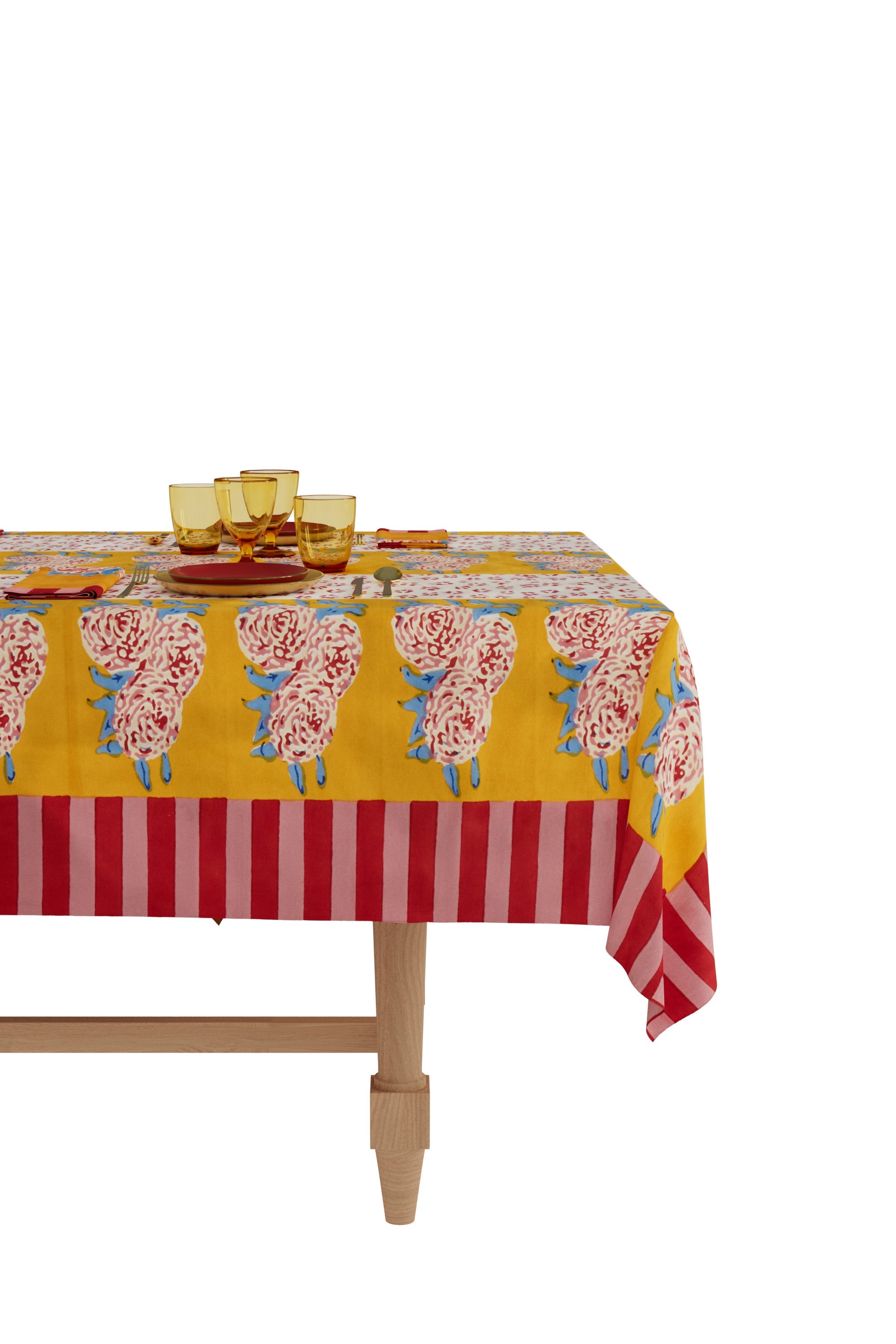 HOME DECOR Small Rectangular Tablecloth in Gold Leopard Stripes Lisa Corti