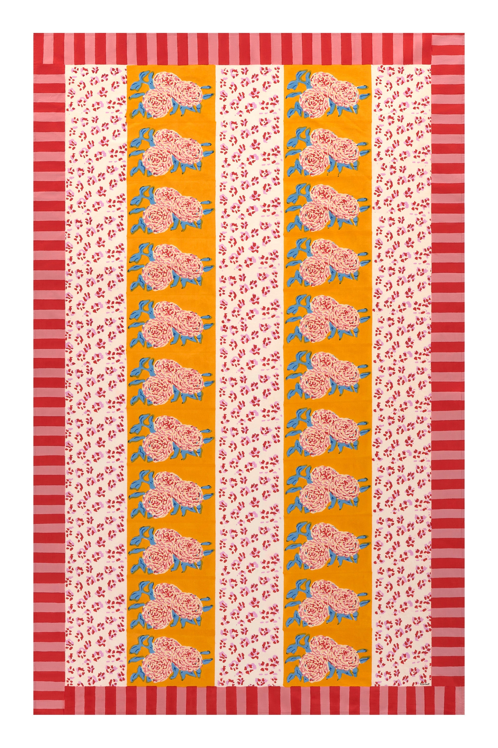 HOME DECOR Small Rectangular Tablecloth in Gold Leopard Stripes Lisa Corti