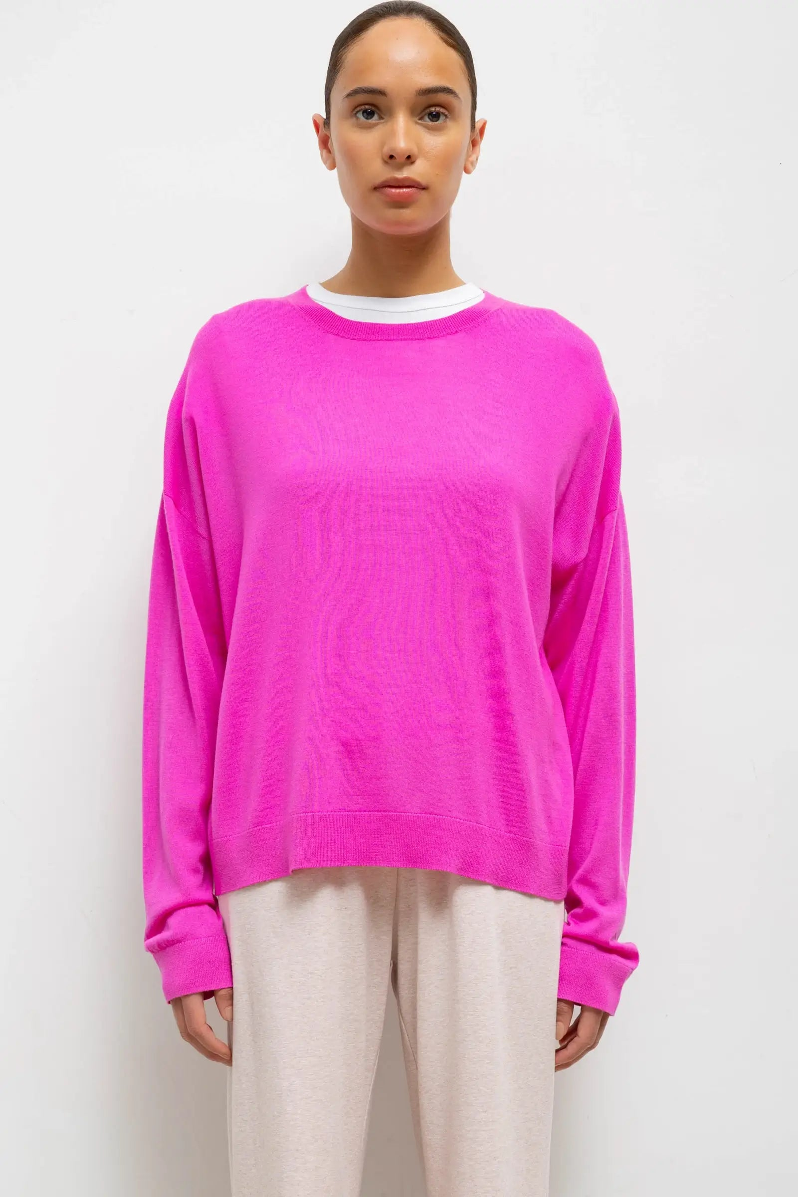 SWEATERS James Oversized Crewneck in Azelea Leset