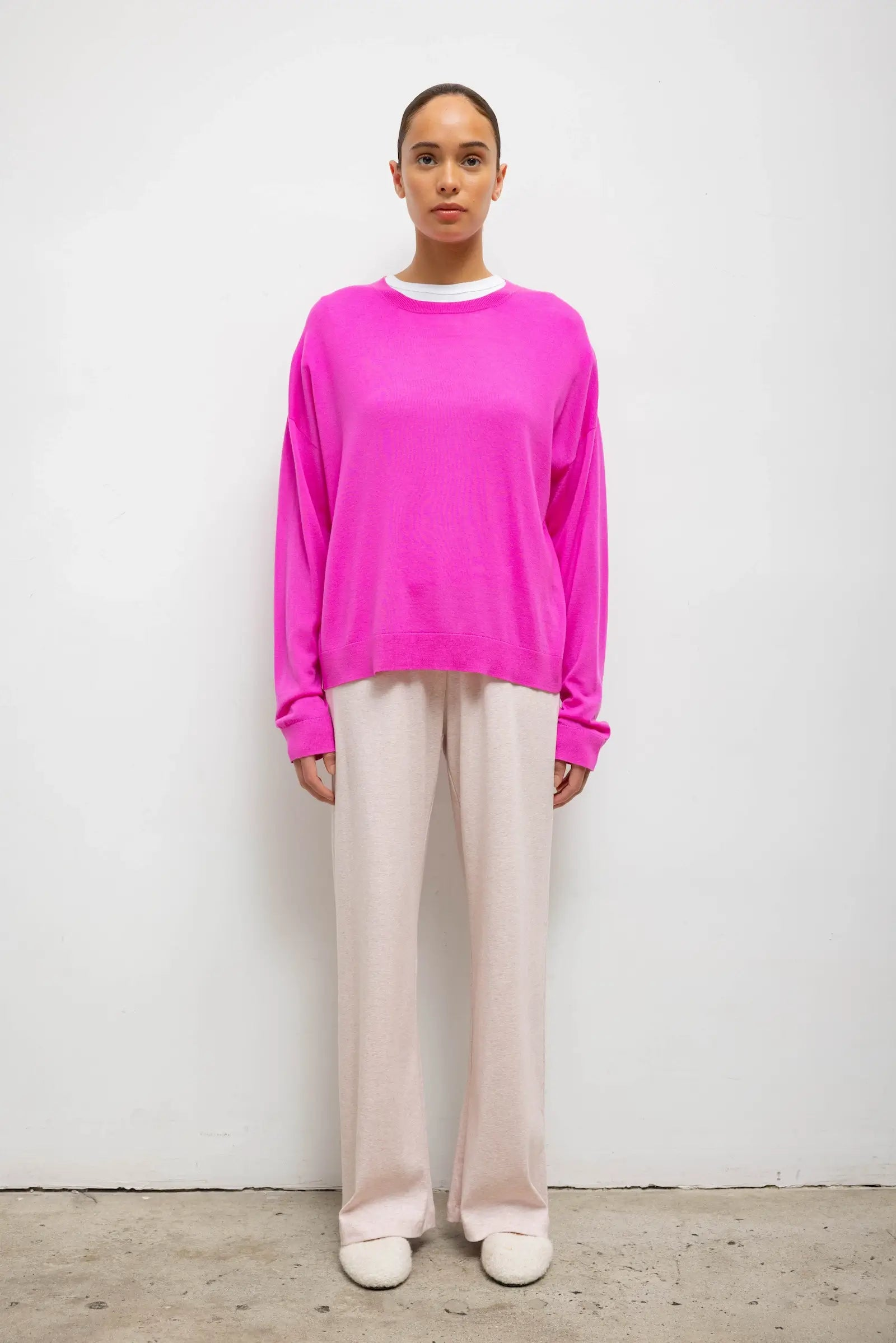 SWEATERS James Oversized Crewneck in Azelea Leset
