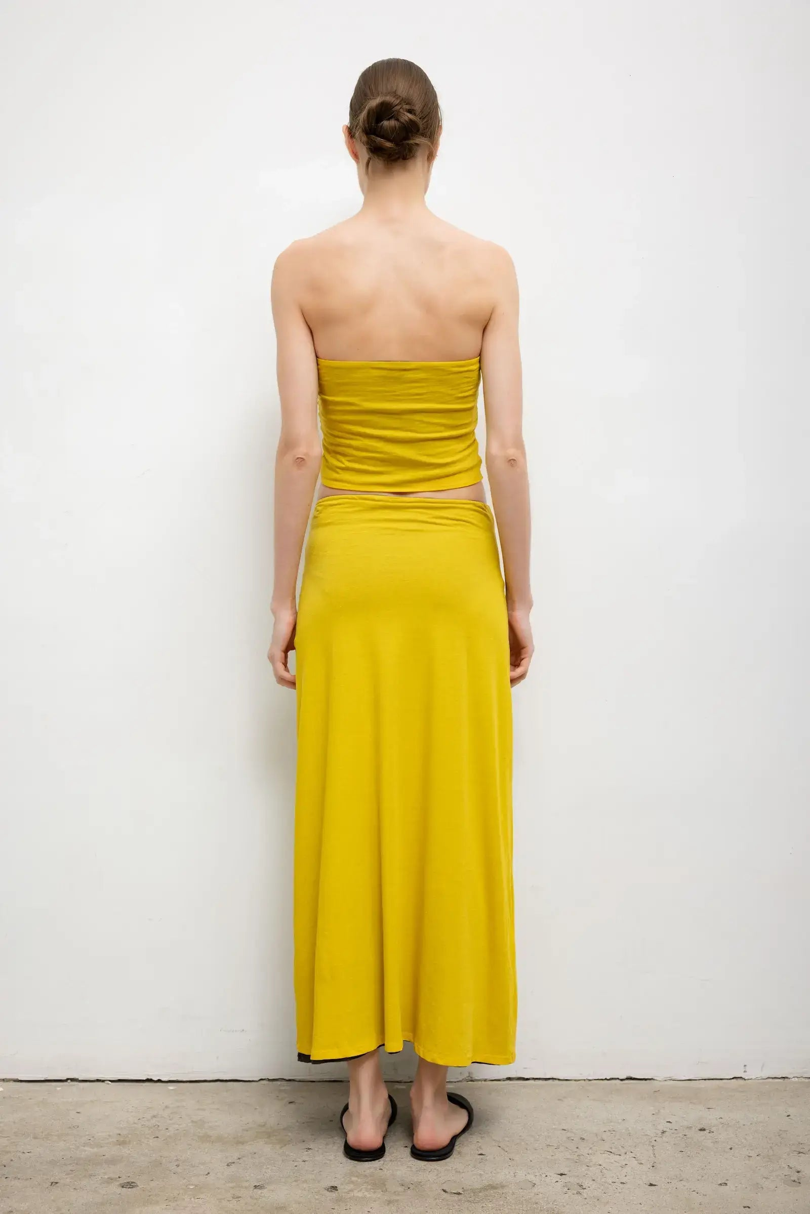 SKIRTS Milo Reversible Midi Skirt in Hickory & Daffodil Leset