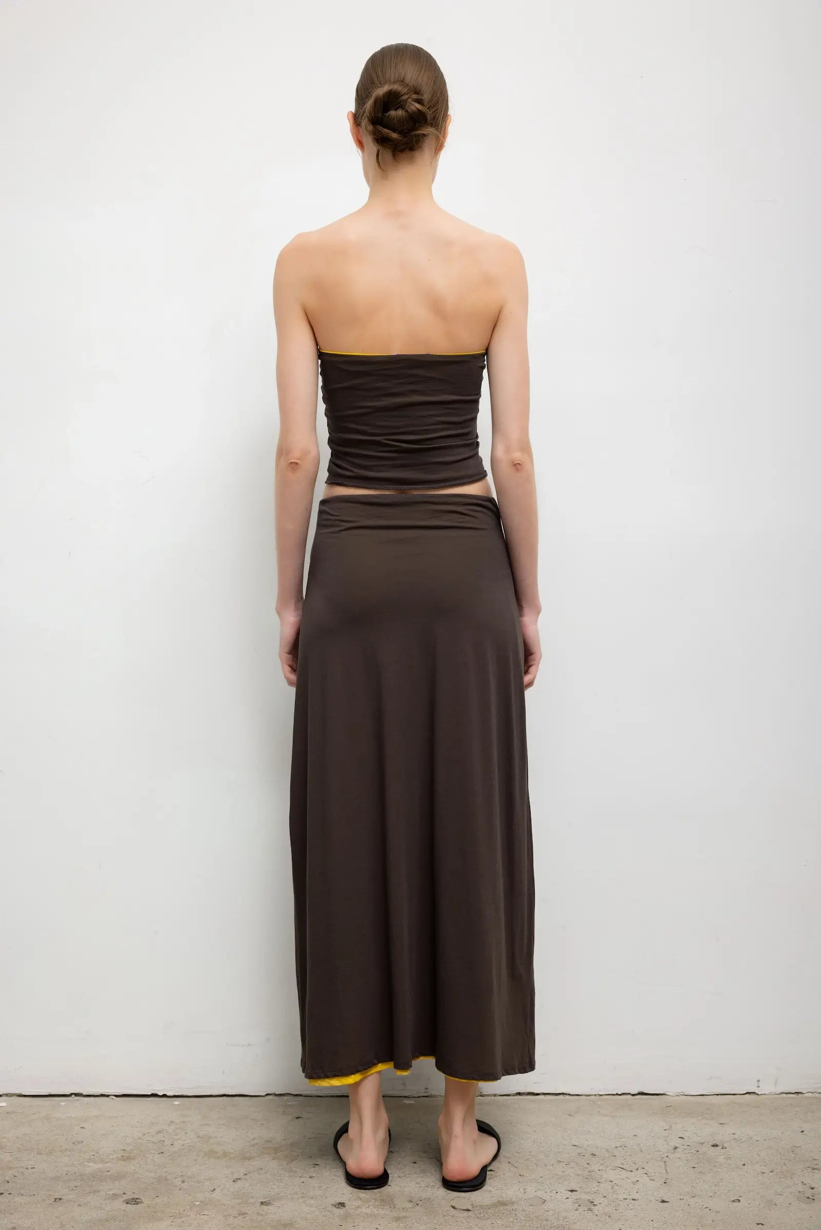 SKIRTS Milo Reversible Midi Skirt in Hickory & Daffodil Leset