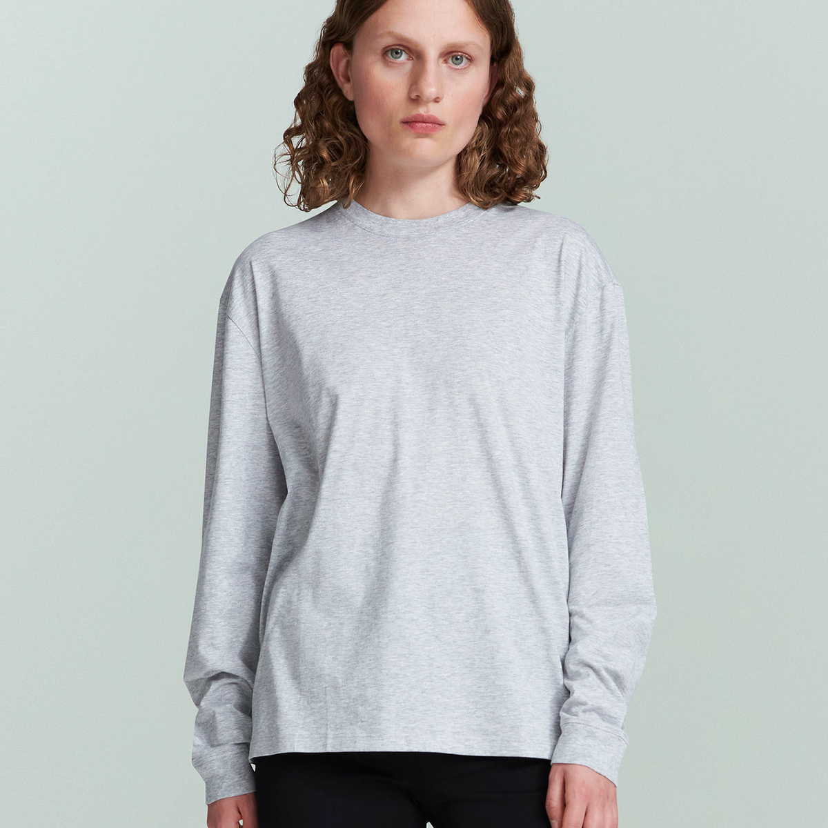 Long Sleeve Jersey Tee in Grey Melange – Serafina
