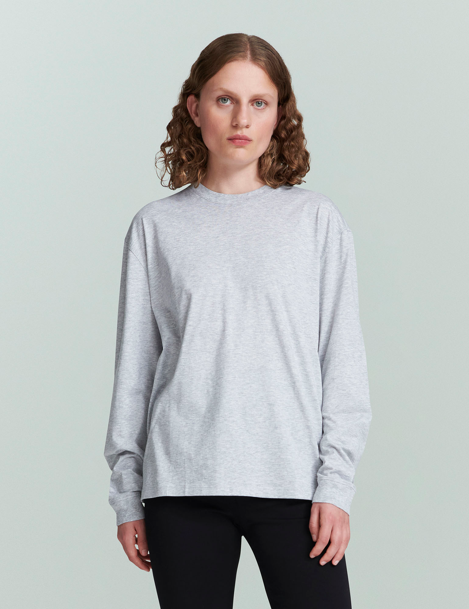 TEES/TANKS Long Sleeve Jersey Tee in Grey Melange Handvaerk