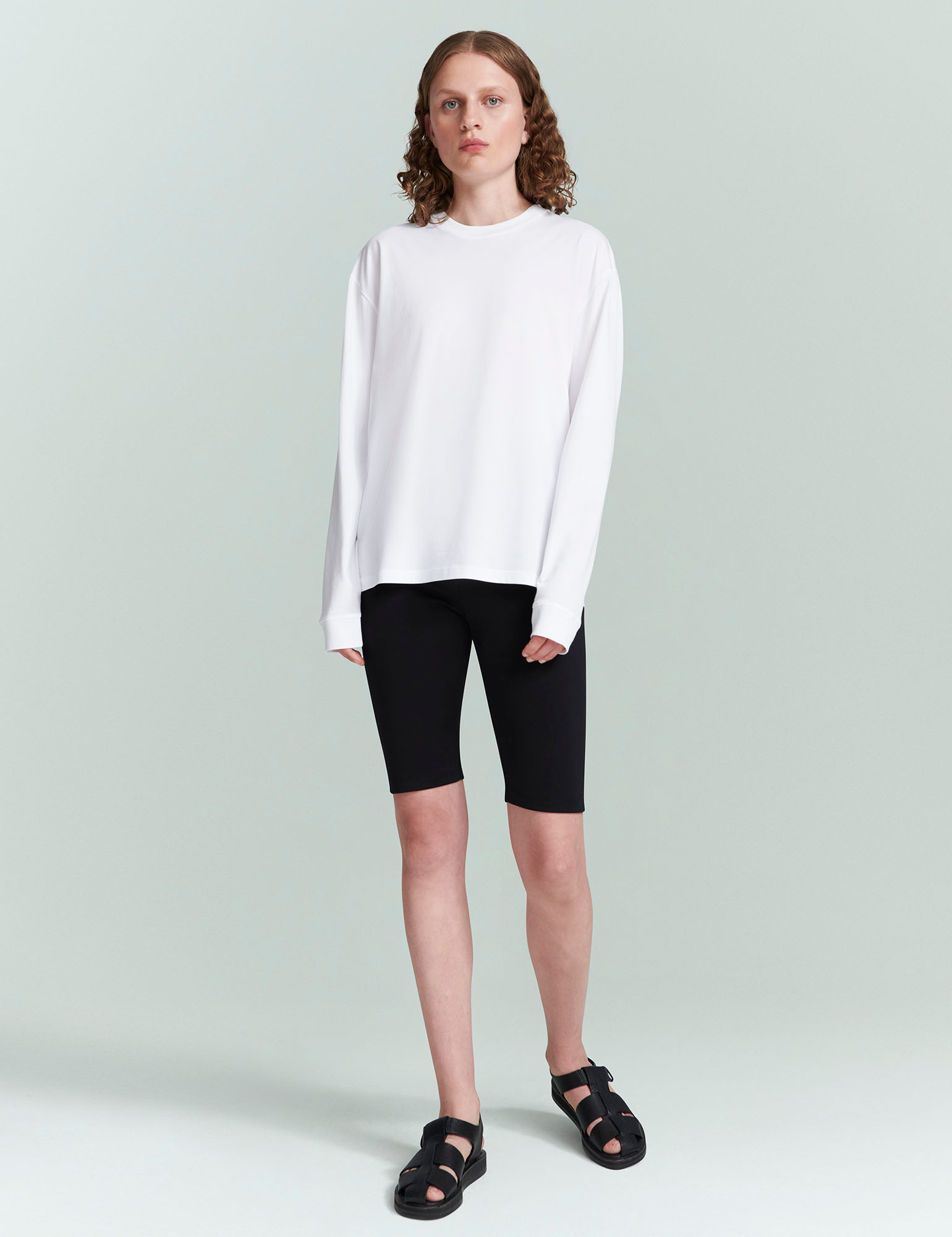 TEES/TANKS Long Sleeve Jersey Tee in White Handvaerk