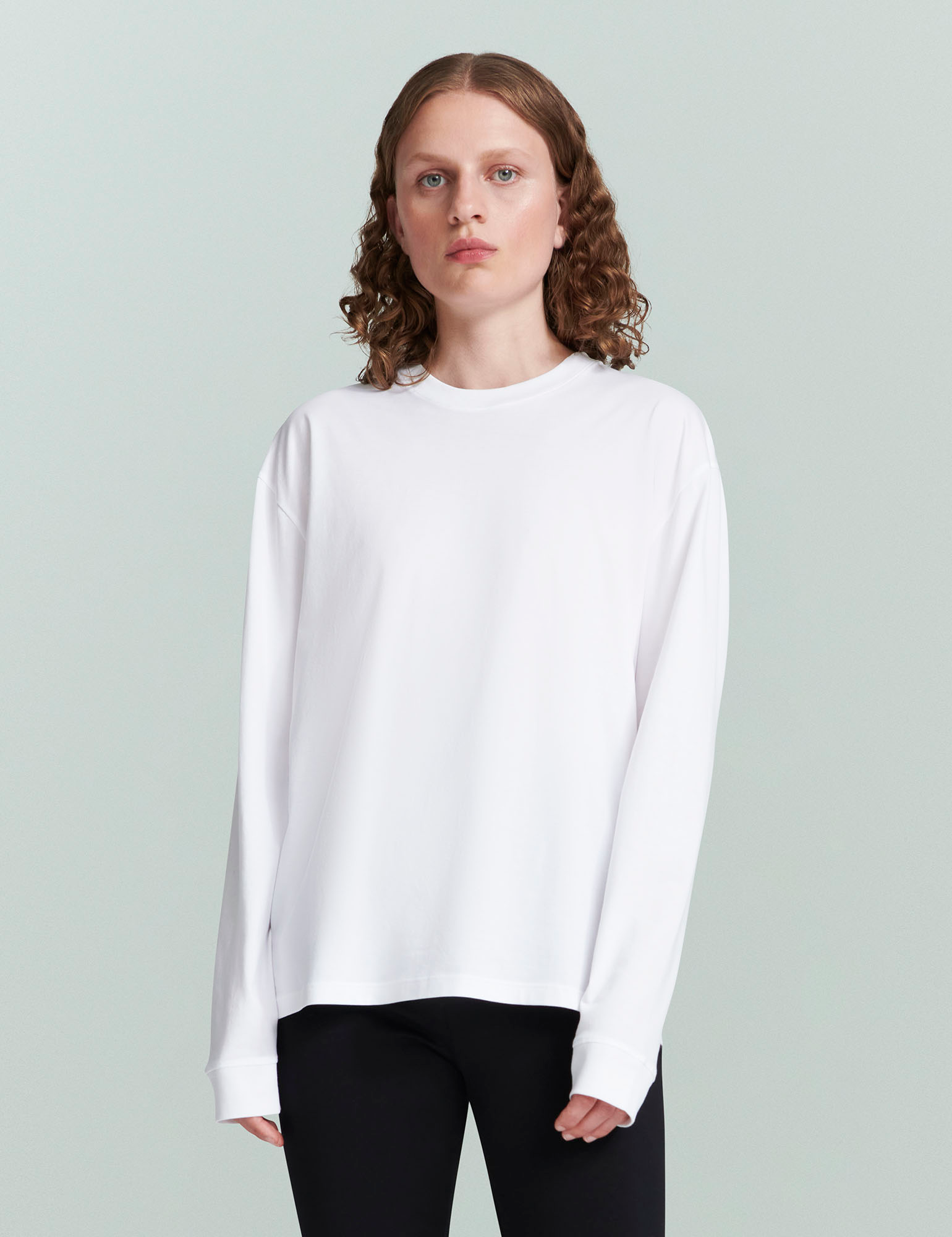 TEES/TANKS Long Sleeve Jersey Tee in White Handvaerk