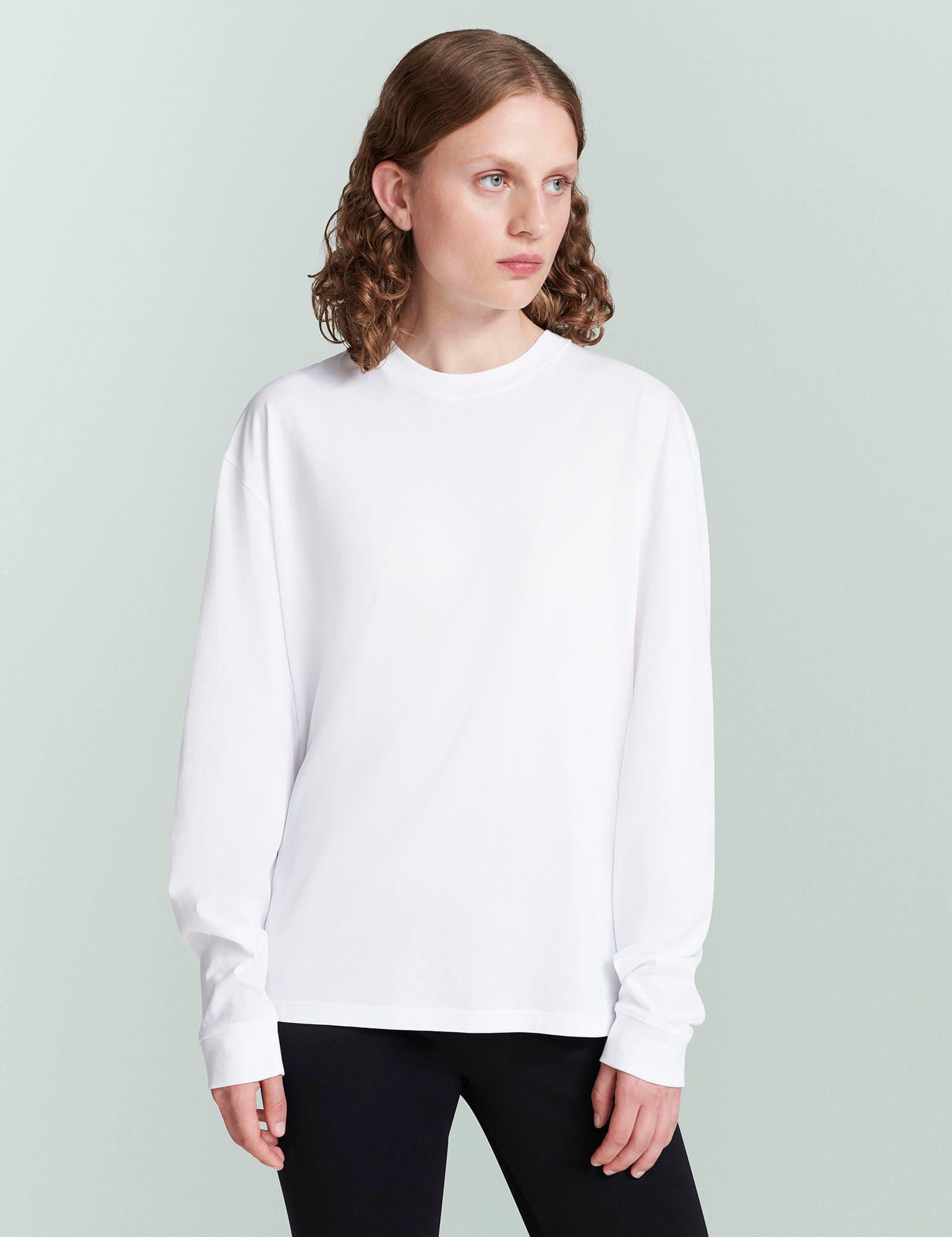 TEES/TANKS Long Sleeve Jersey Tee in White Handvaerk
