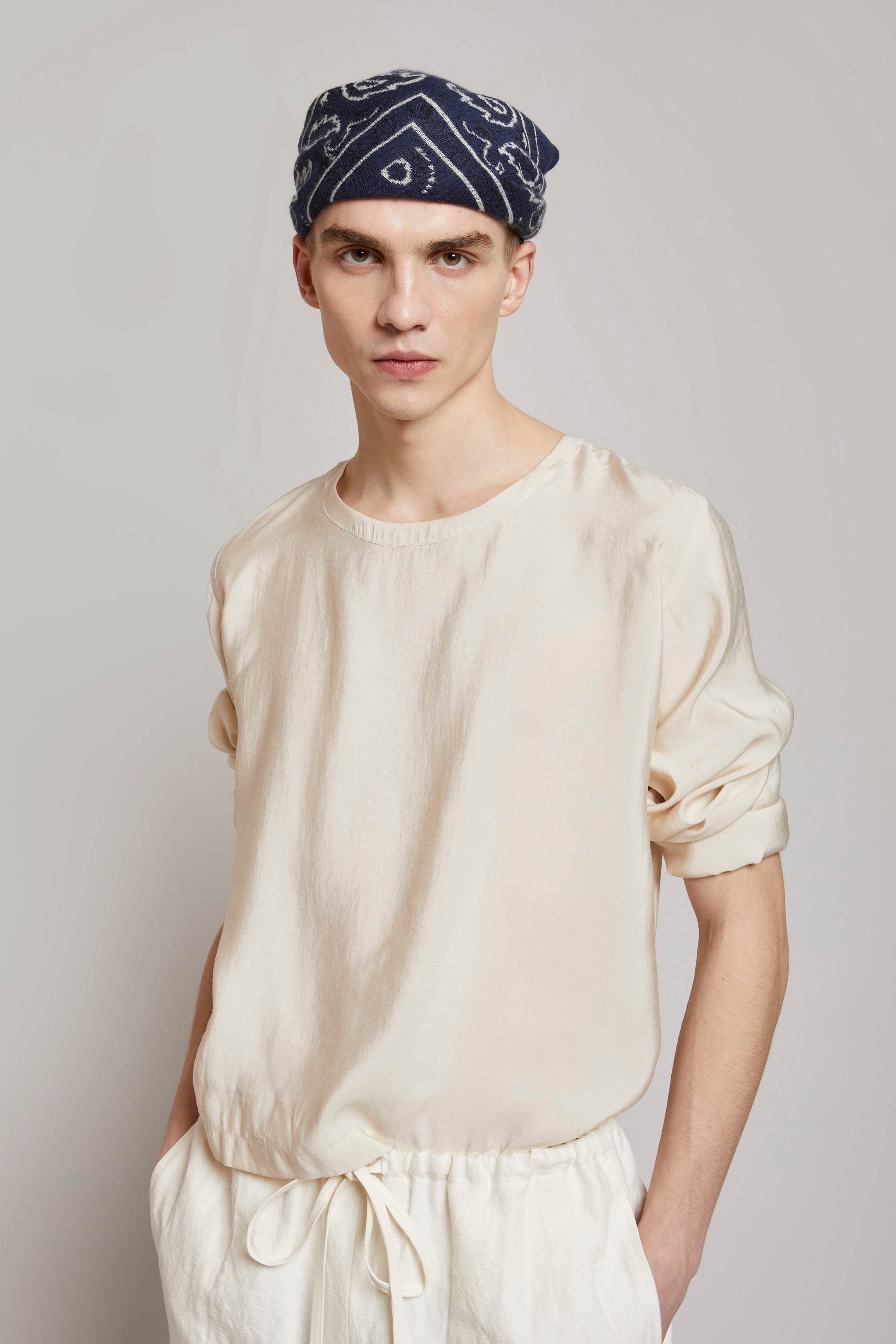 Organic by John Patrick Cashmere Bandana in Navy Serafina