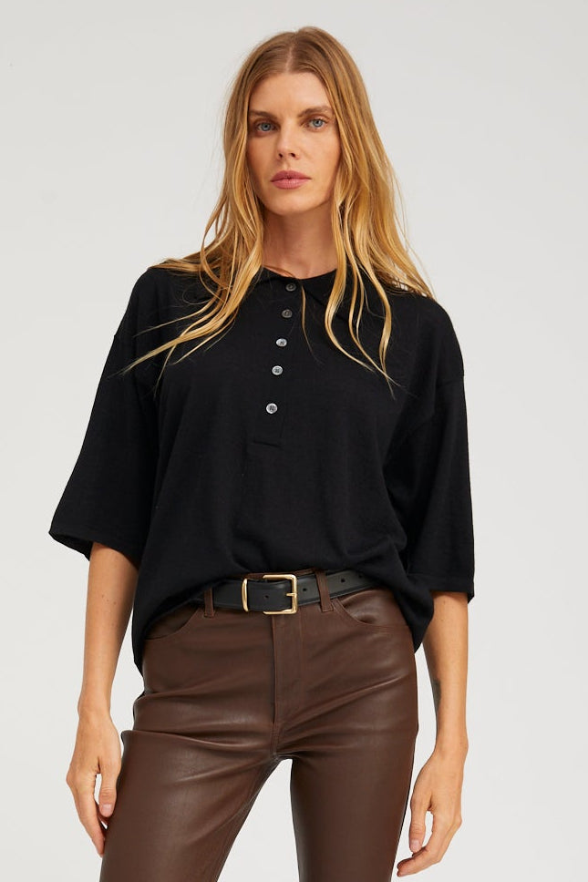 BLOUSES/SHIRTS/TOPS Oversized Polo in Black SPRWMN