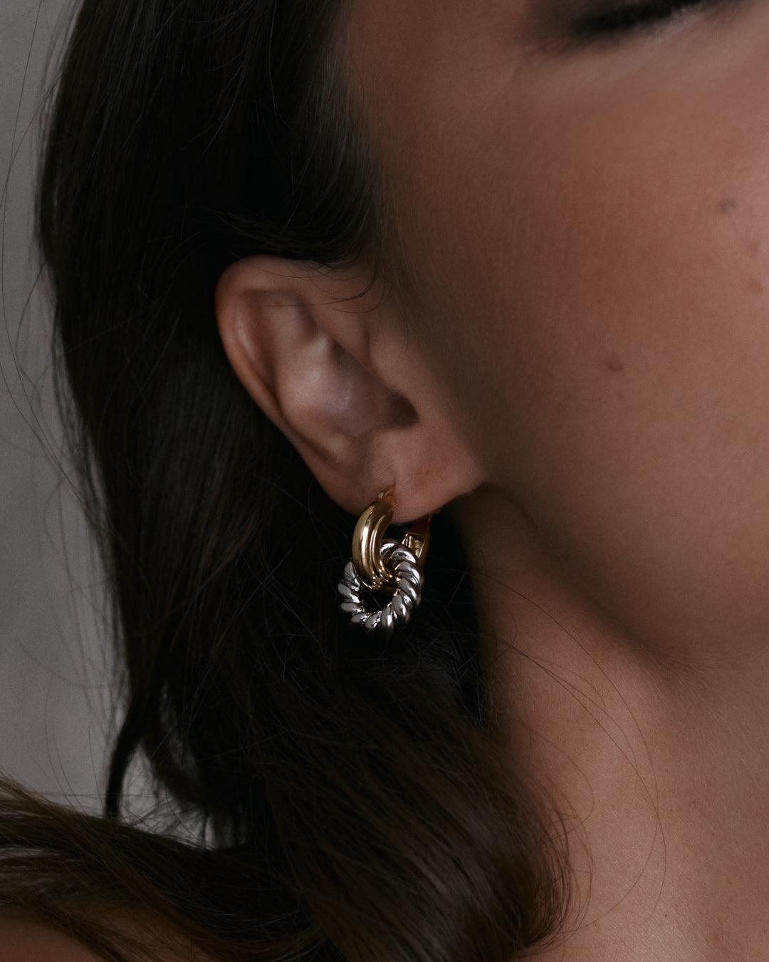 FASHION JEWELRY Two-tone Rope Interlock Hoops Luv Aj