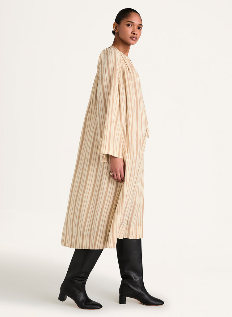 DRESSES/JUMPSUITS Ami Stripe Dress in Driftwood Merlette